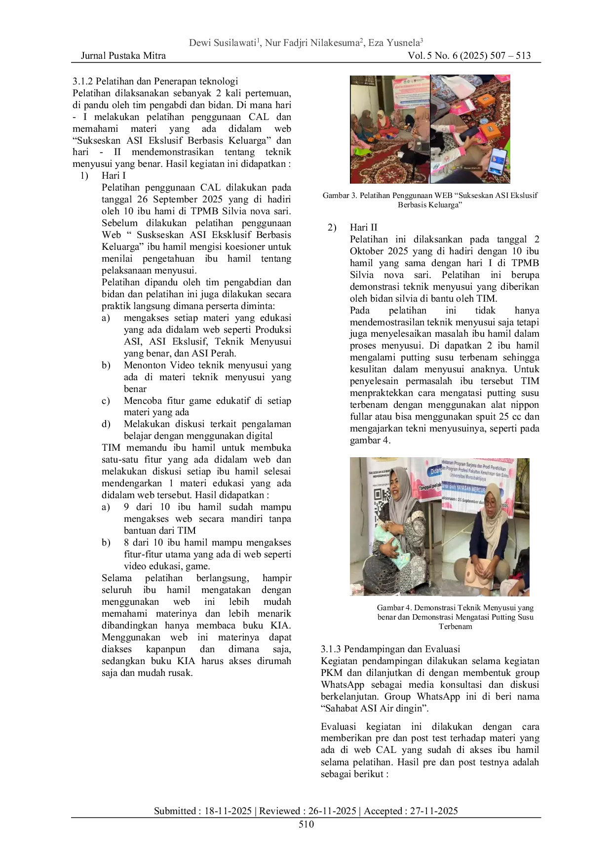 JURIS Pemberdayan Ibu Hamil tentang Persiapan Menyusui melalui Aplikasi CAL di Layanan Kesehatan Komunitas