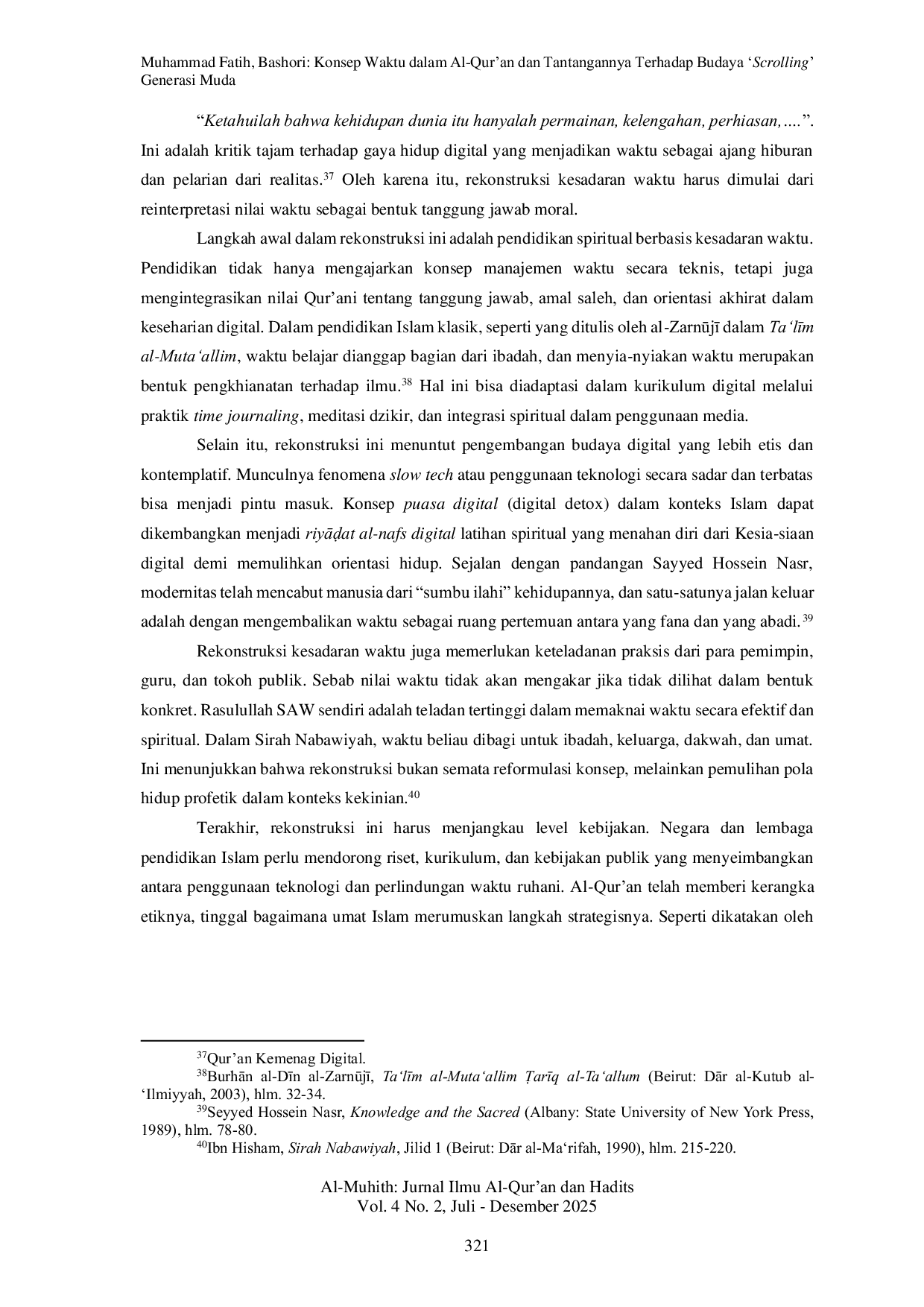 JURIS Konsep Waktu dalam Al Qur an dan Tantangannya Terhadap Budaya Scrolling Generasi Muda