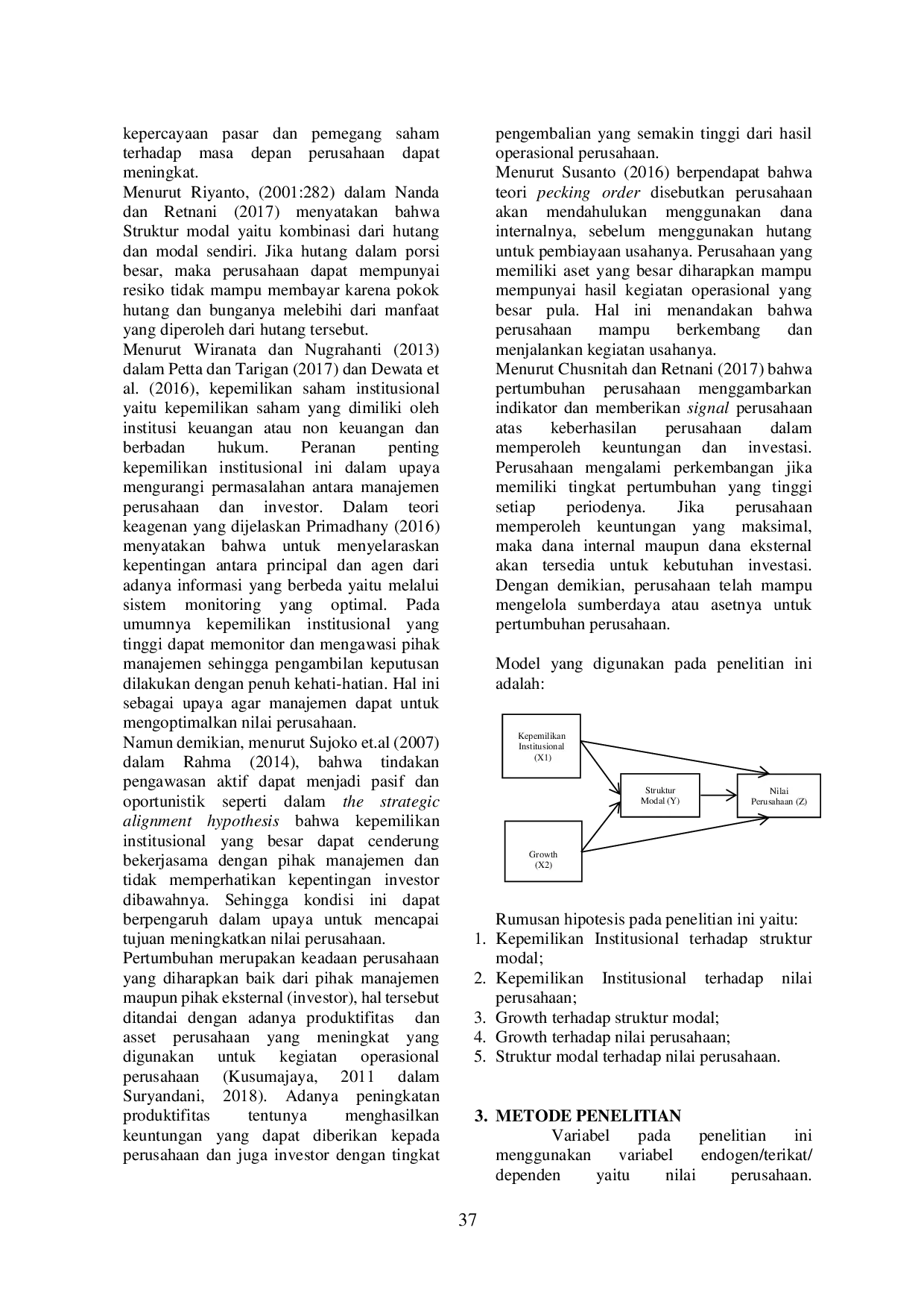 JURIS Analisis Pengaruh Kepemilikan Institusional Dan Growth Terhadap Nilai Perusahaan Dengan Struktur Modal Sebagai Variabel Intervening Pada Perusahaan Sektor Pertanian Yang Terdaftar Di Bei Tahun 2013 20