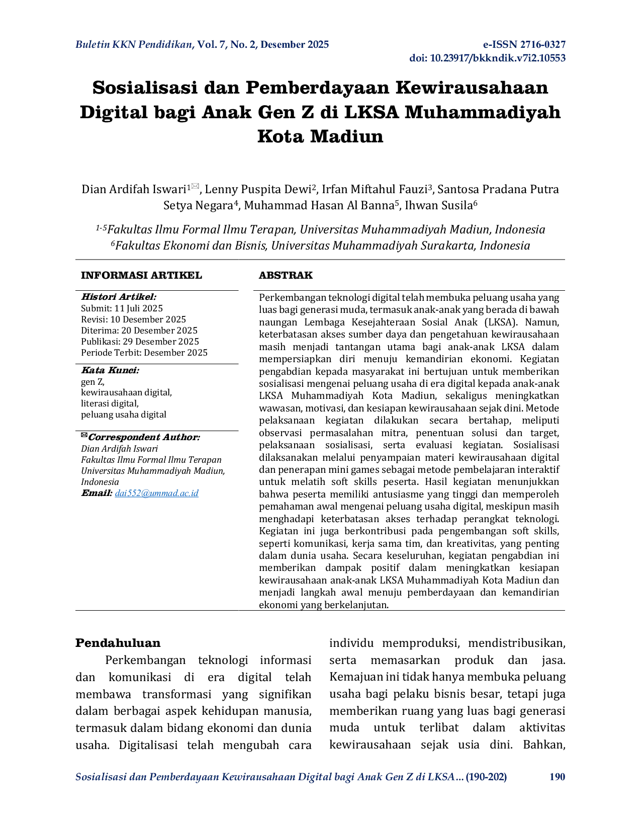 JURIS Sosialisasi dan Pemberdayaan Kewirausahaan Digital bagi Anak Gen Z di LKSA Muhammadiyah Kota Madiun