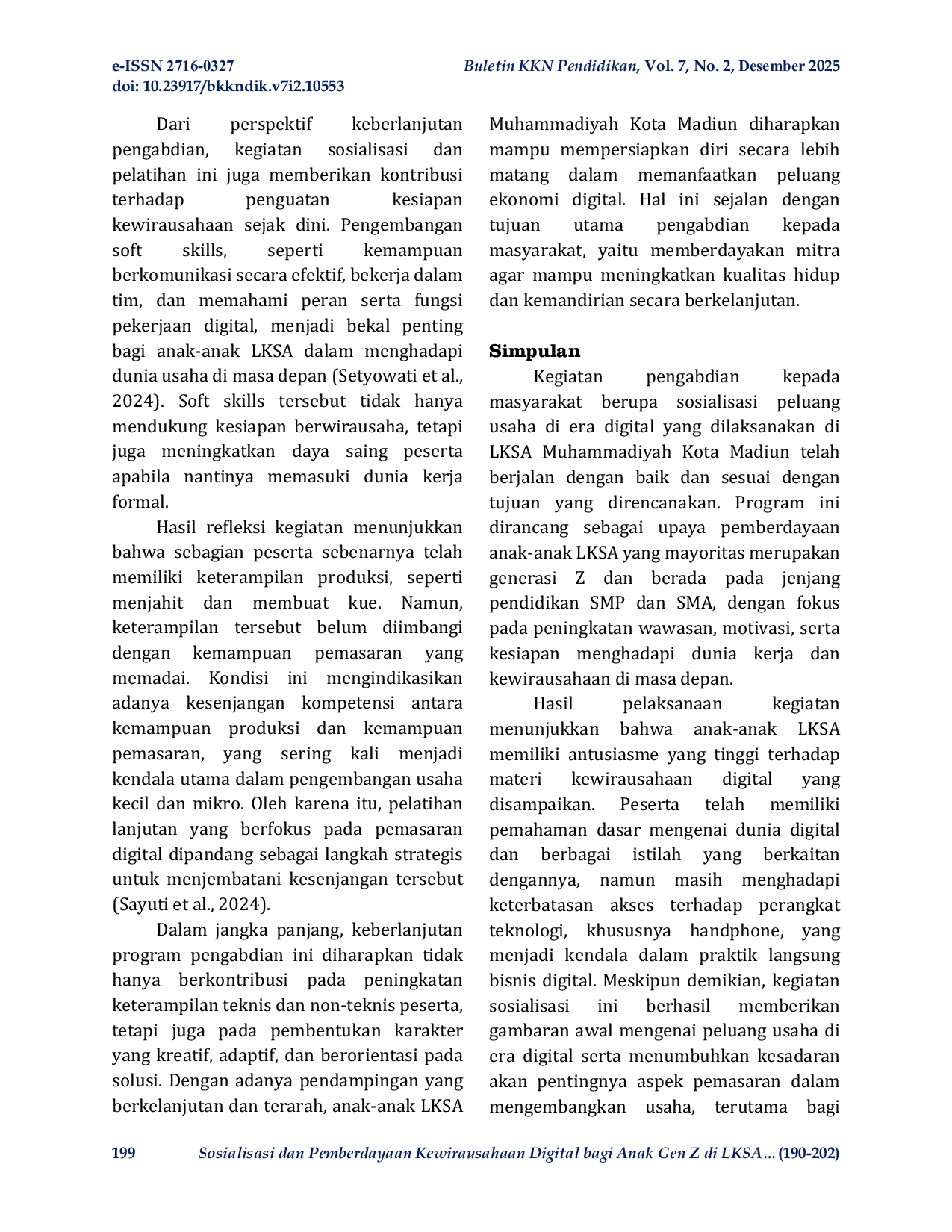 JURIS Sosialisasi dan Pemberdayaan Kewirausahaan Digital bagi Anak Gen Z di LKSA Muhammadiyah Kota Madiun