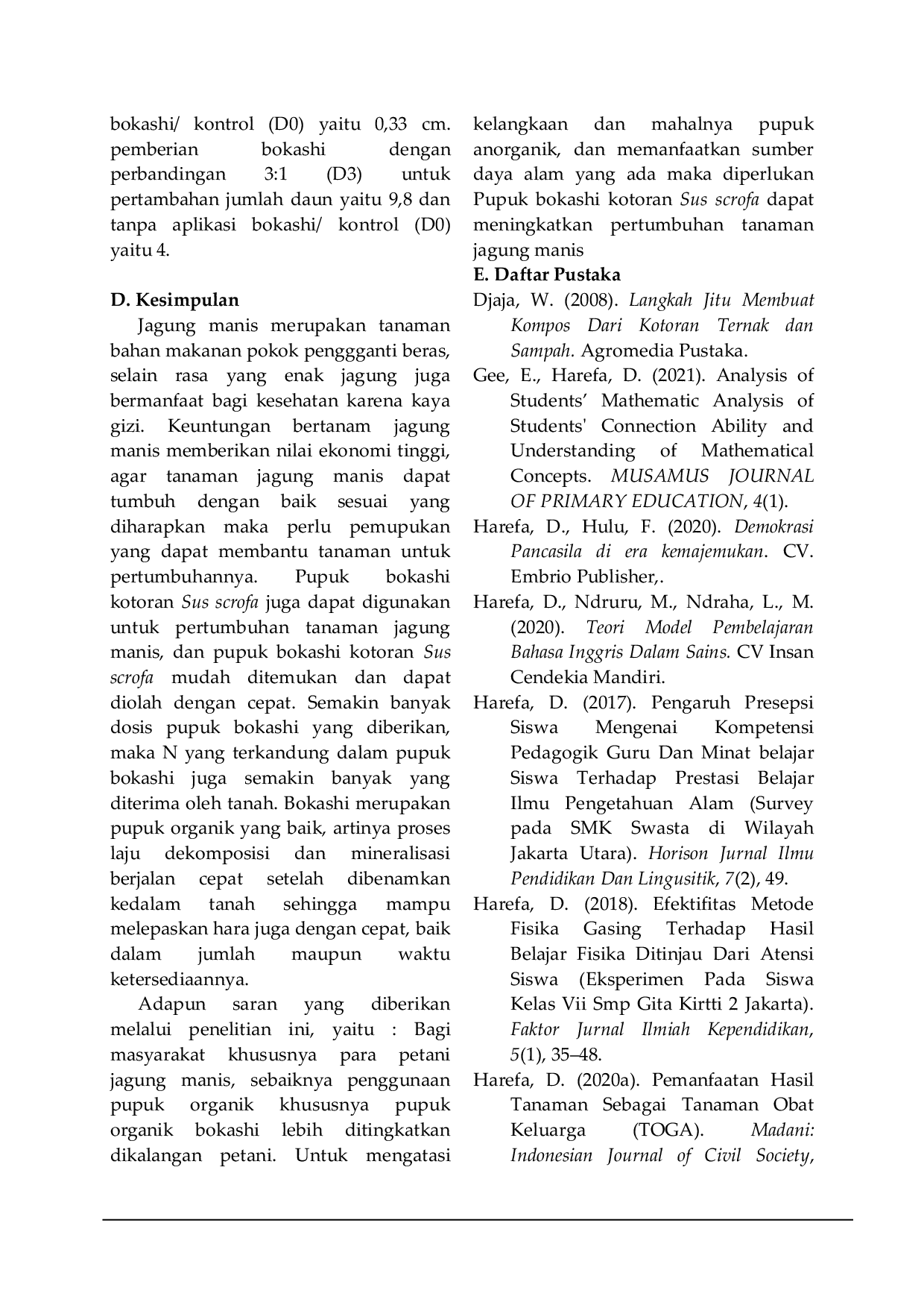 JURIS Penggunaan Pupuk Bokashi Sus Scrofa Terhadap Pertumbuhan Tanaman Jagung Manis