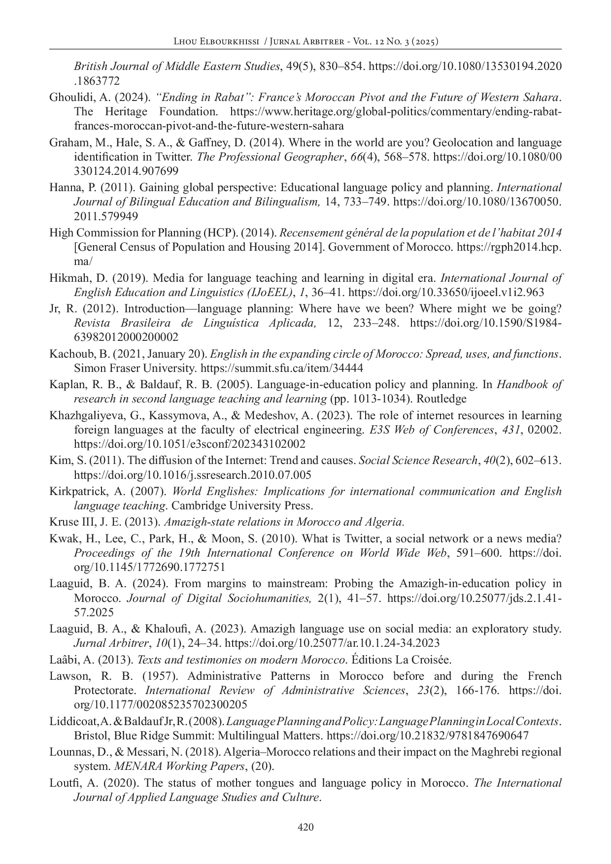 JURIS Language Policy and the Pursuit of a New Linguistic Identity in Morocco A Critical Analysis of Pro English Discourse on Twitter