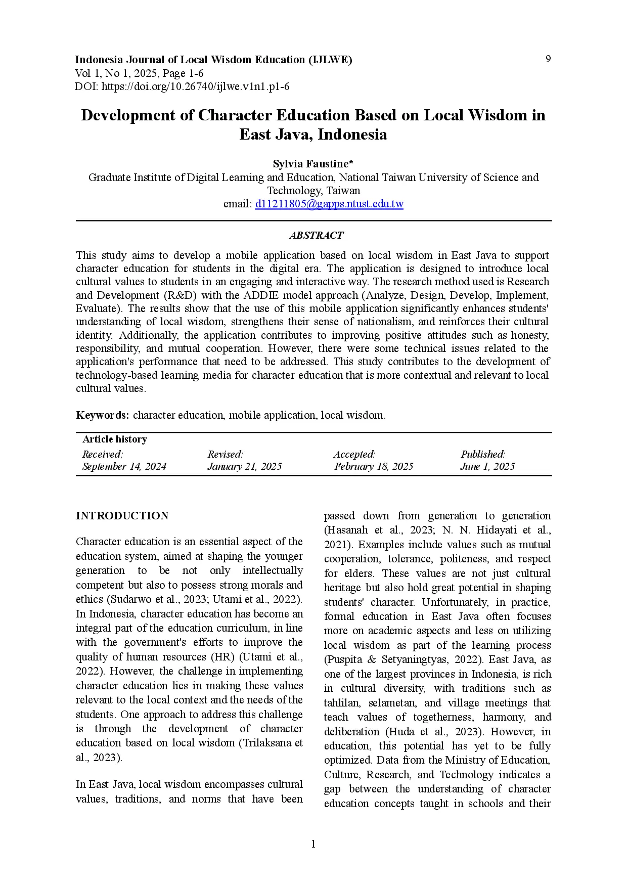juris Development of Character Education Based on Local Wisdom in East Java Indonesia