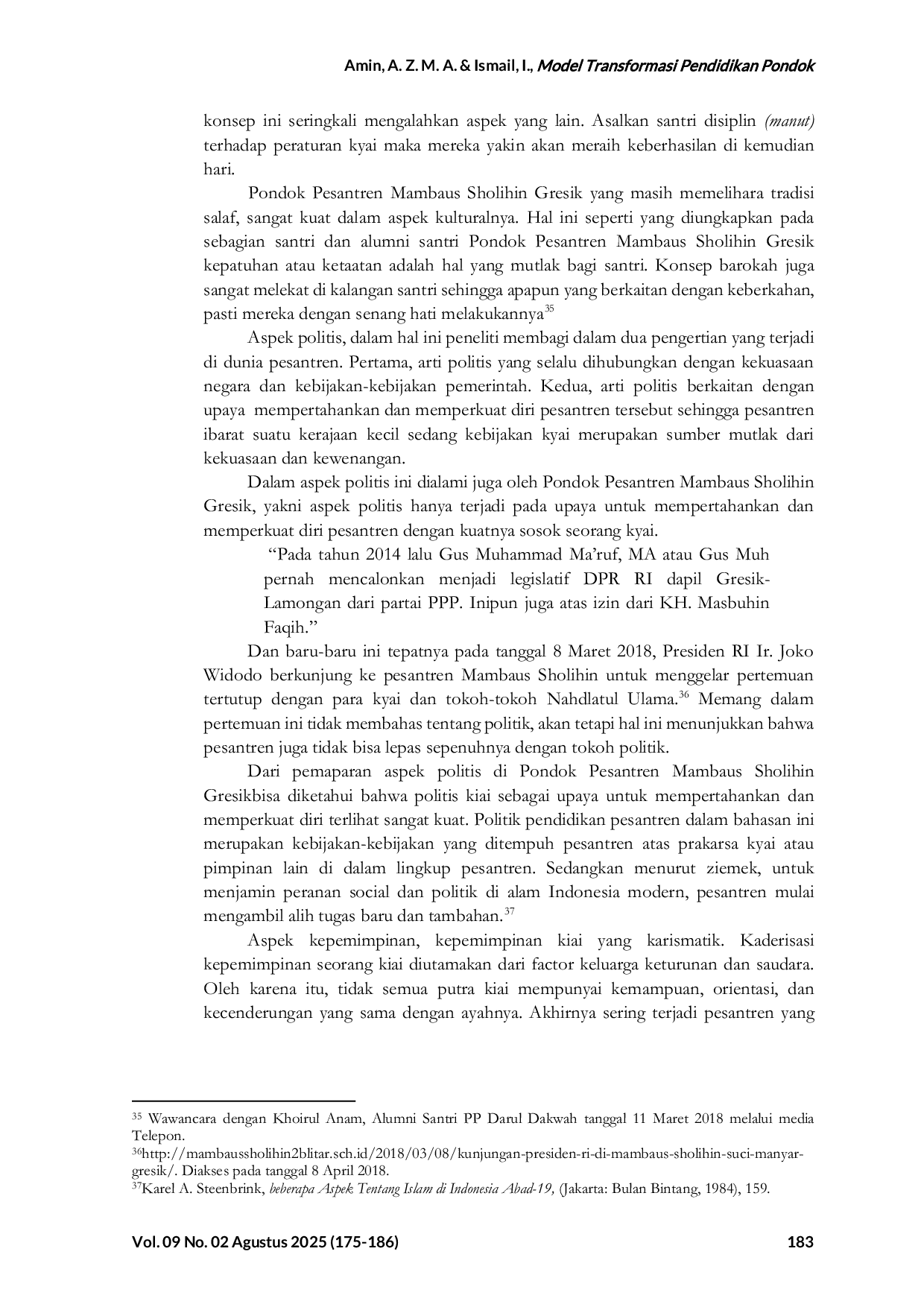 JURIS Model Transformasi Pendidikan Pondok Pesantren Mambaus Sholihin Gresik