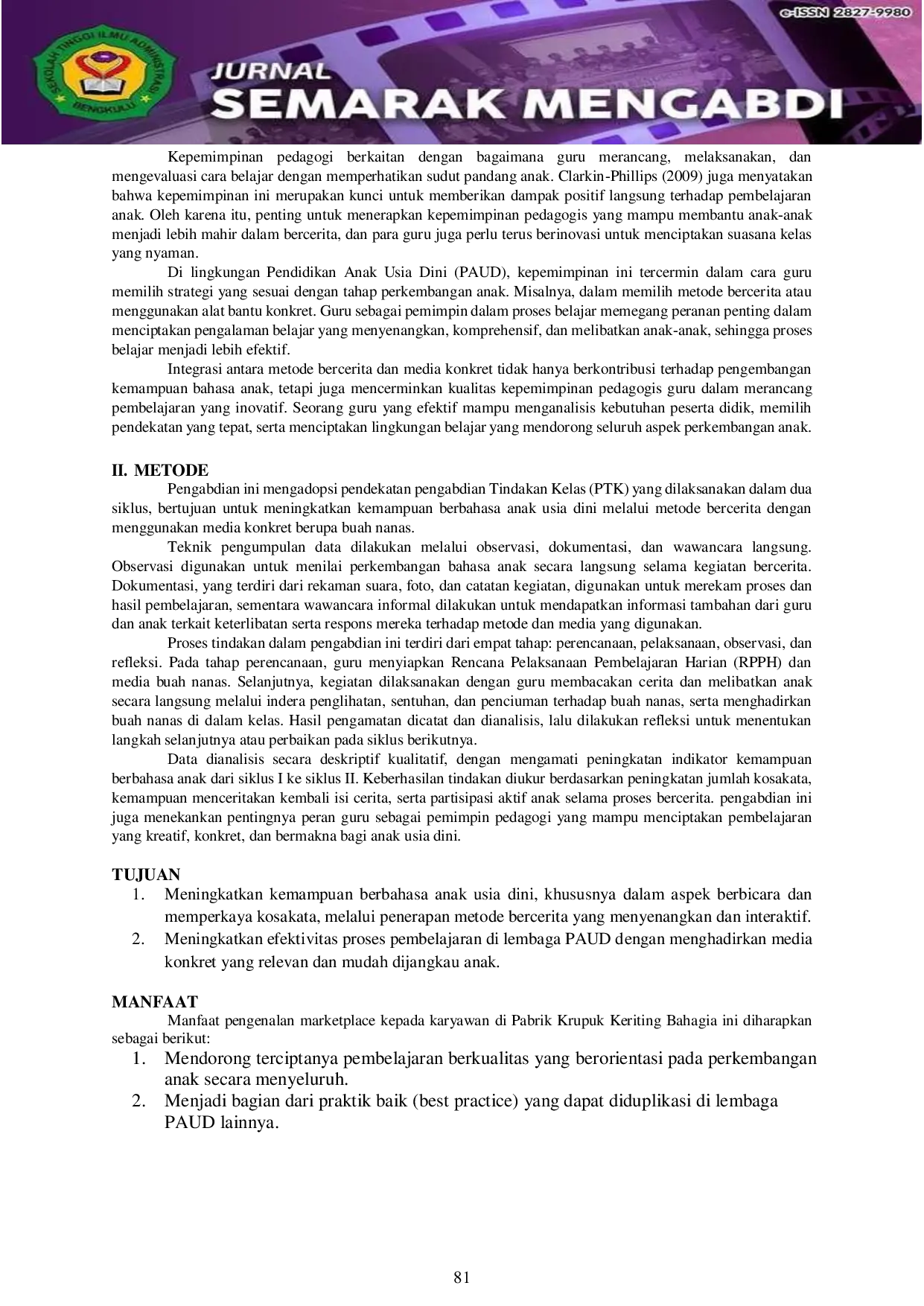 JURIS Penerapan Metode Bercerita Dengan Media Konkreat Untuk Meningkatkan Kemampuan Berbahasa Anak Usia Dini