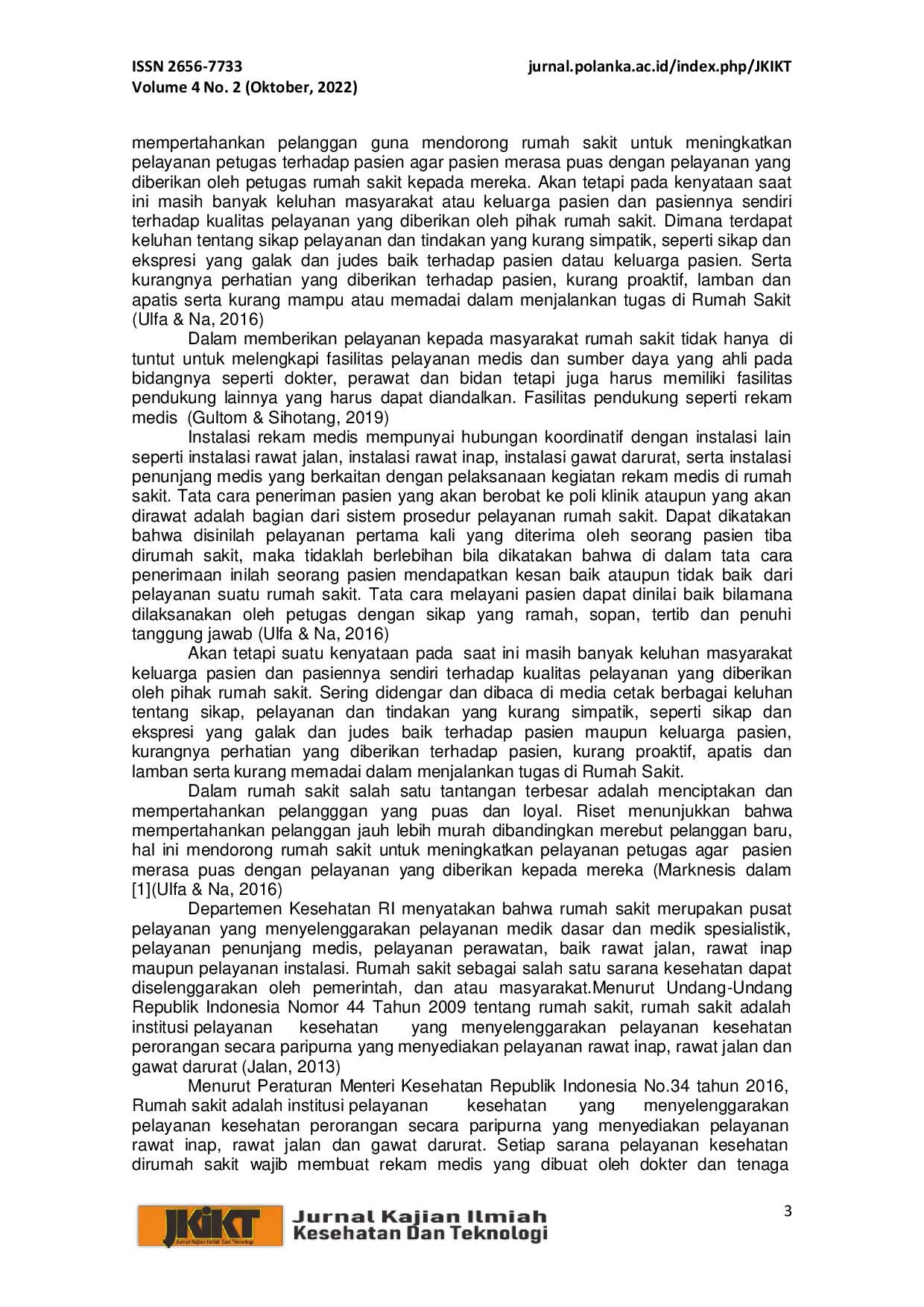 JURIS Kualitas Pelayanan Petugas Pendaftaran Rawat Jalan Terhadap Pelayanan Prima Di Rumah Sakit