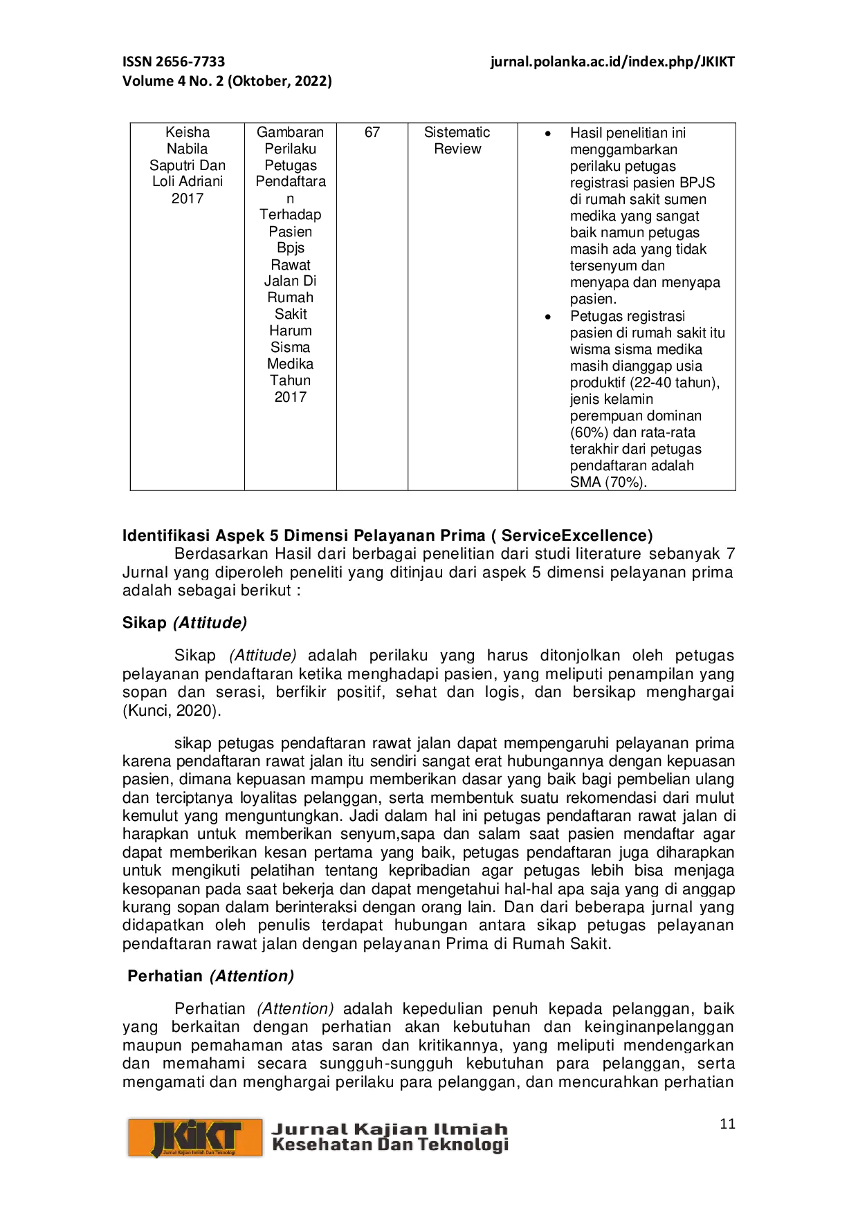 JURIS Kualitas Pelayanan Petugas Pendaftaran Rawat Jalan Terhadap Pelayanan Prima Di Rumah Sakit