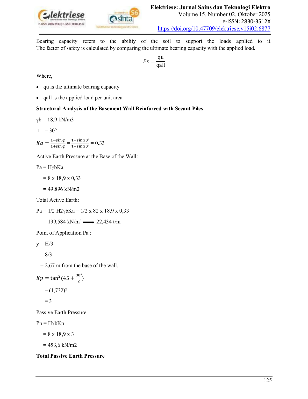 JURIS Evaluating the Impact of Secant Piles on Retaining Wall Safety at Lapangan Merdeka Medan