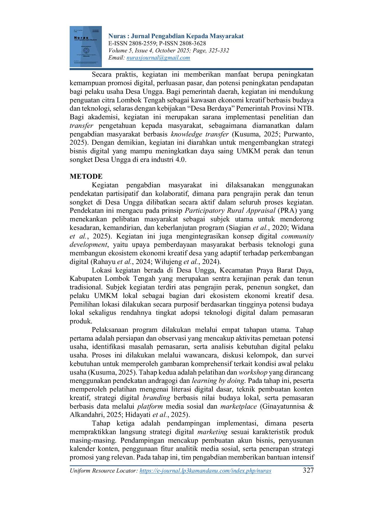 JURIS Ekonomi Kreatif Berbasis Digital dalam Pengembangan Strategi Bisnis Perak dan Songket Ungga Menuju Industri 4 0