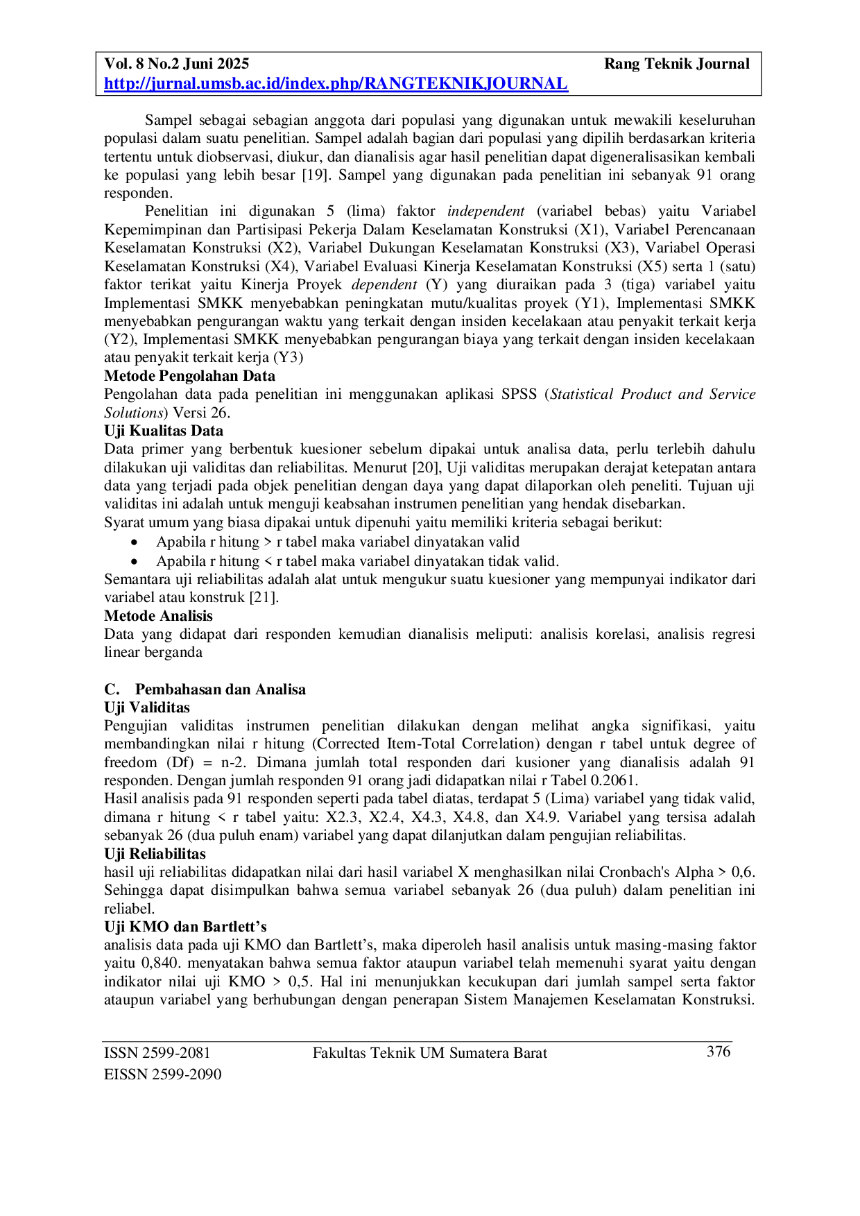 JURIS Faktor Dominan Penerapan Smkk Pada Proyek Pembangunan Pasar Raya Kota Padang