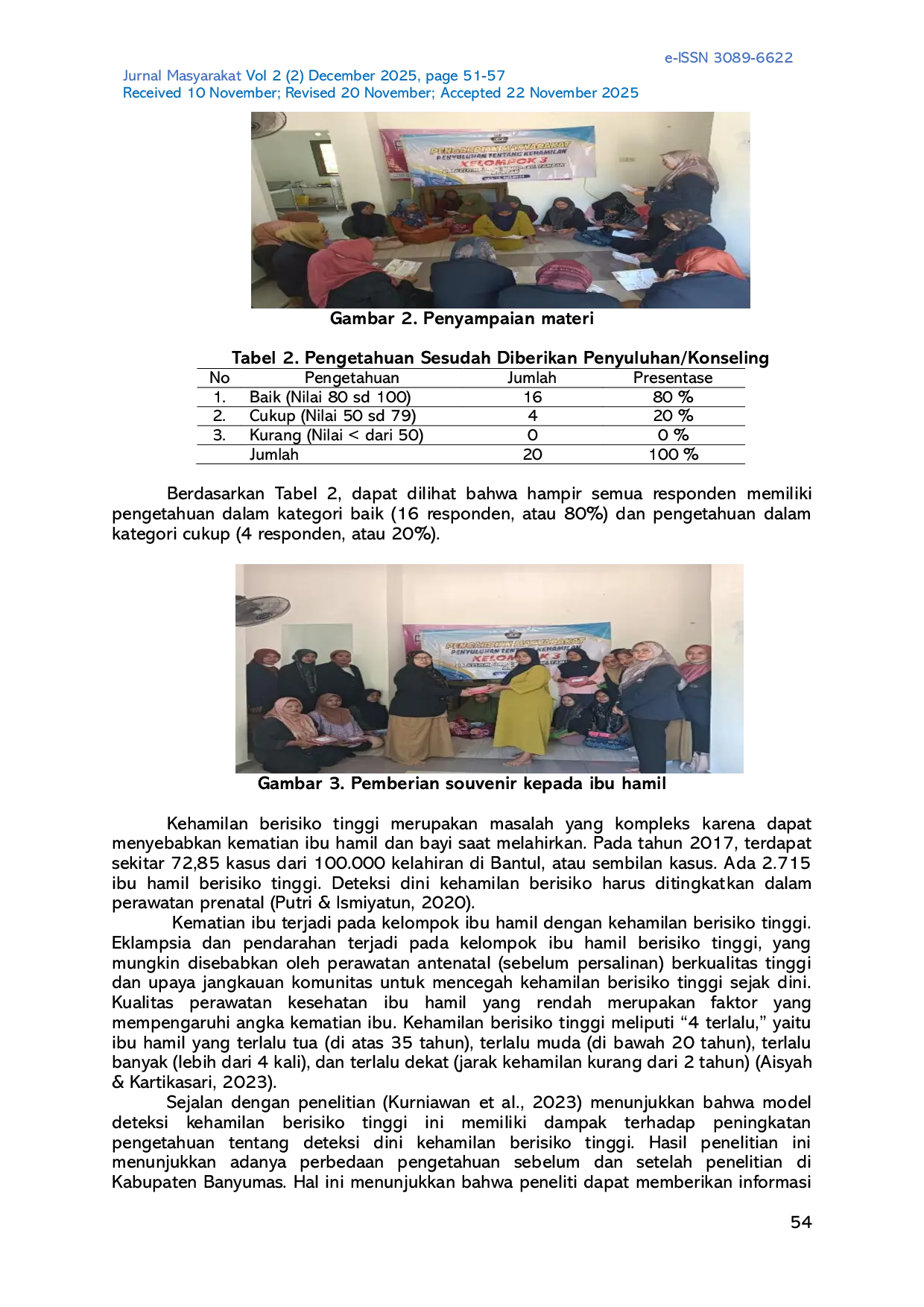 JURIS Pengenalan risiko tinggi kehamilan pada ibu hamil di Pustu Kelompang Gresik