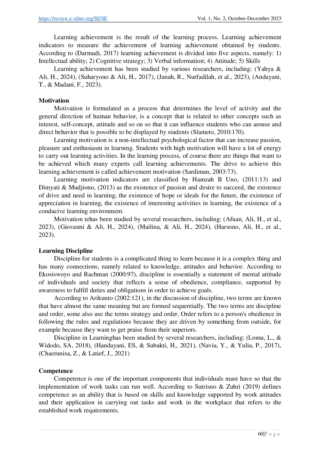 juris The Role of Motivation Learning Discipline and Competence in Improving Learning Achievement