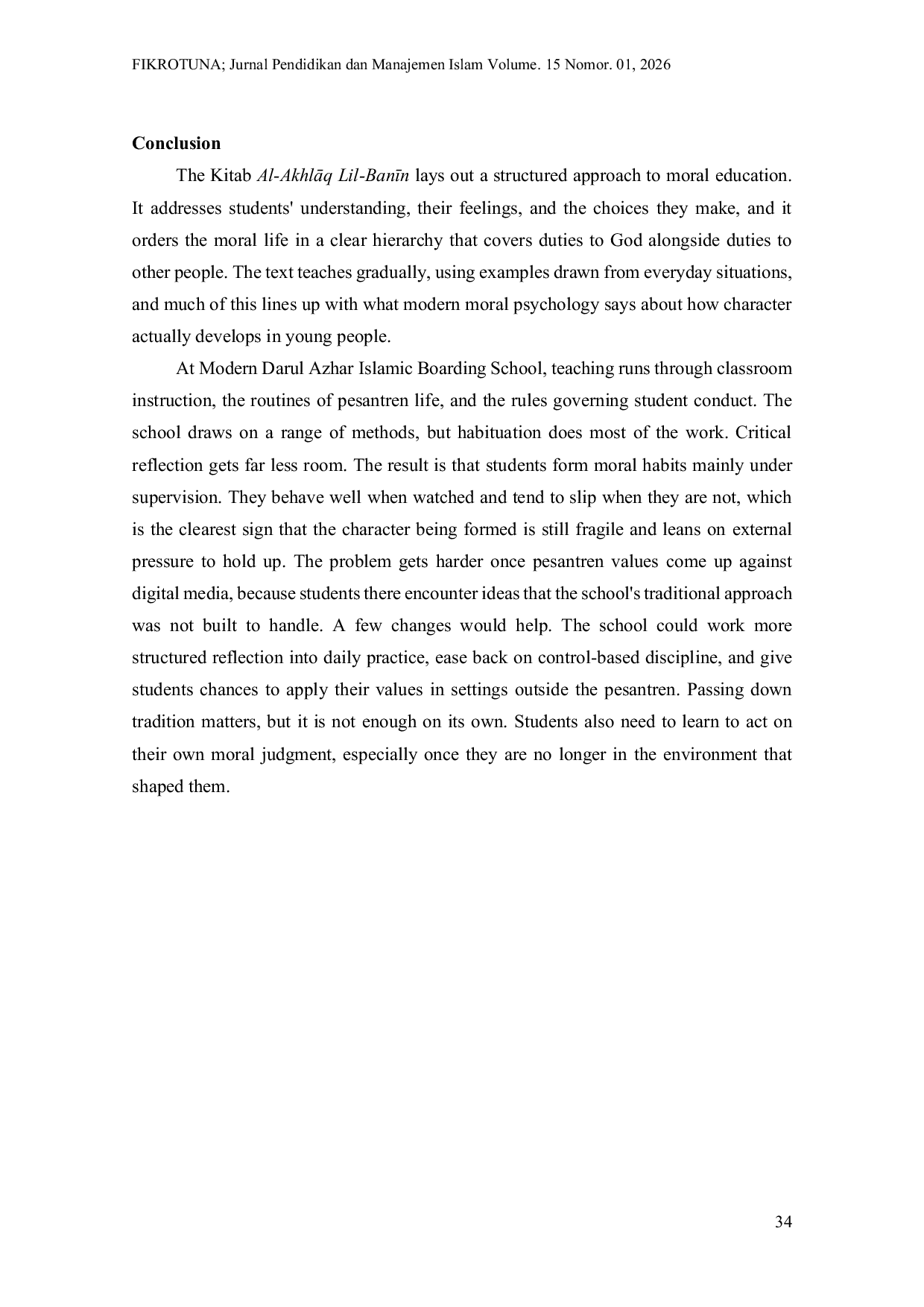 JURIS Implementation of Character Development for Boarding School Students Based on the Book Al AkhlAq Lil Bann at the Darul Azhar Modern Islamic Boarding School in Southeast Aceh