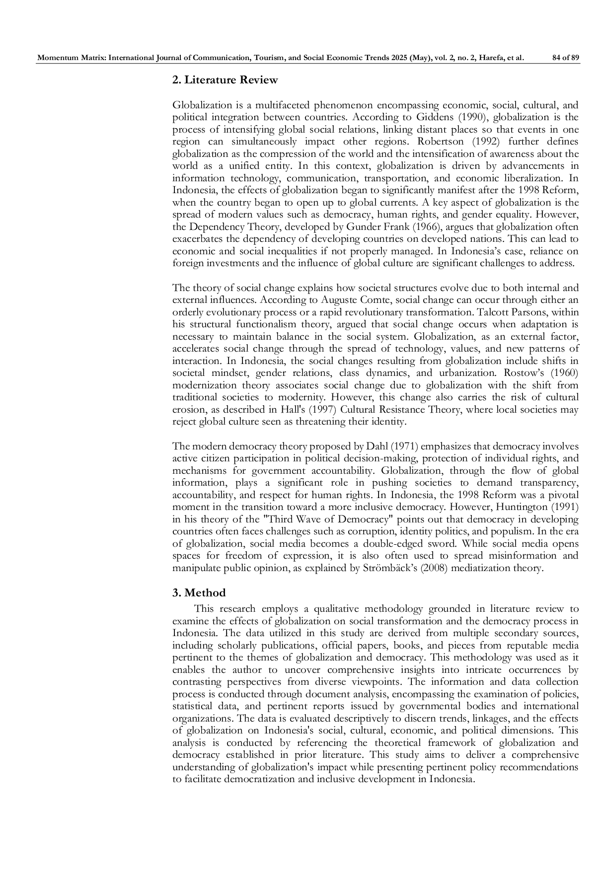 JURIS The Impact of Globalization on Social Change and Democratization in Indonesia