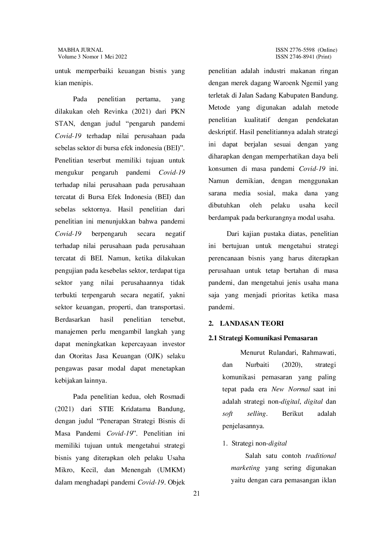 JURIS Perencanaan Keberlangsungan Bisnis di Masa Pandemi