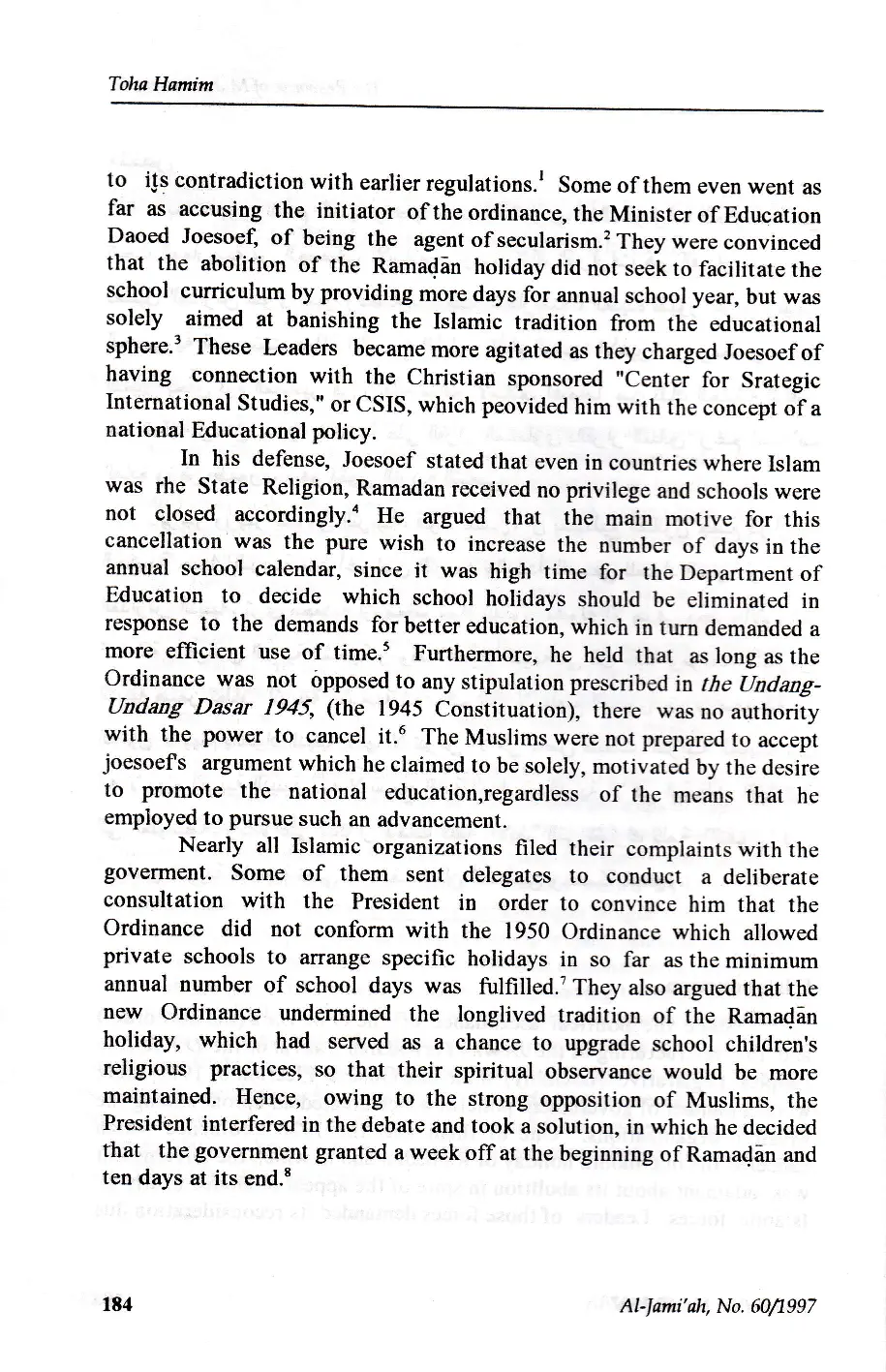 JURIS The Response of Muhammadiyah To the Bill of National Education of 1988