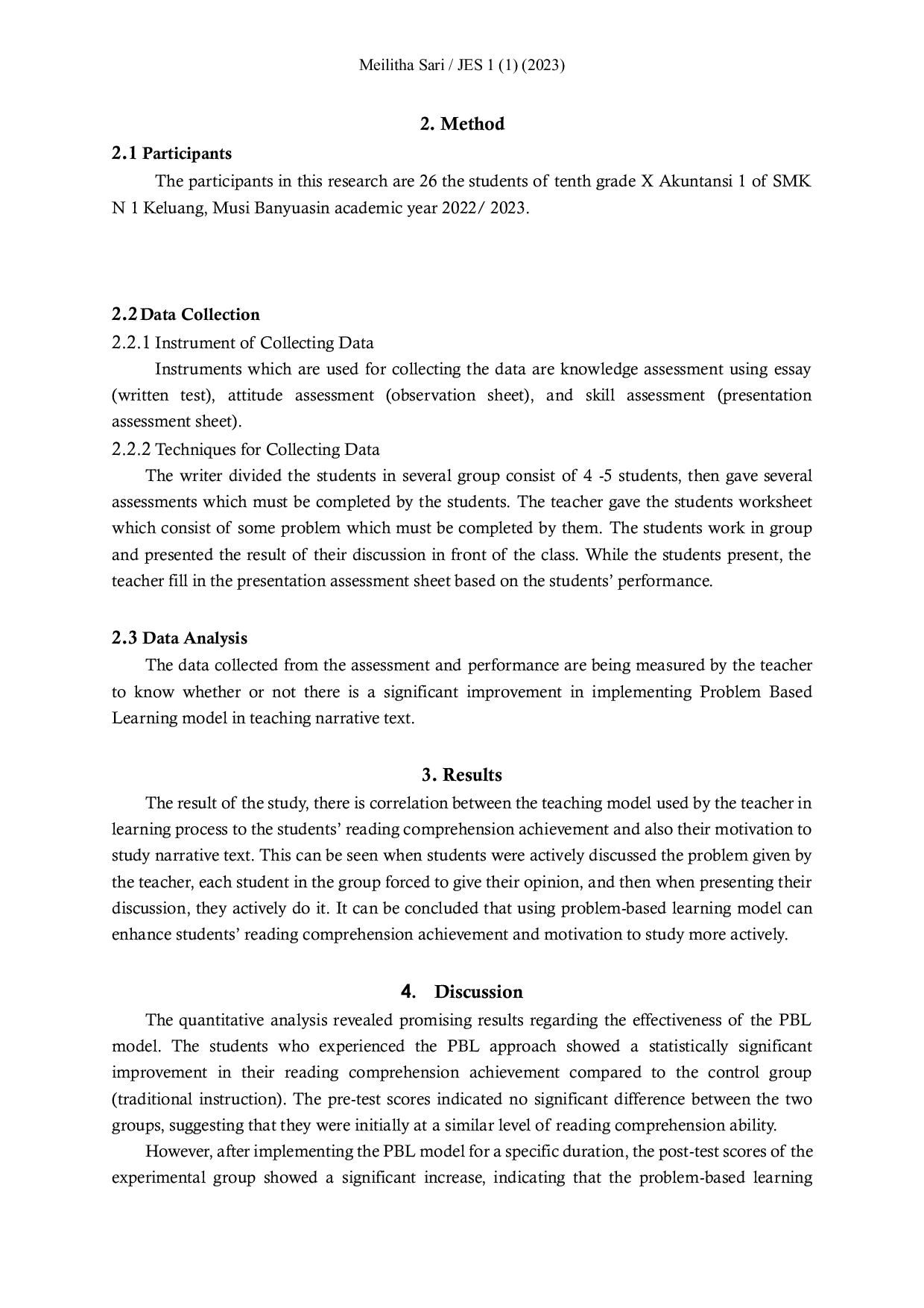 JURIS The Implementation of Problem Based Learning Model to Improve Students Reading Comprehension Achievement in Learning Narrative Text
