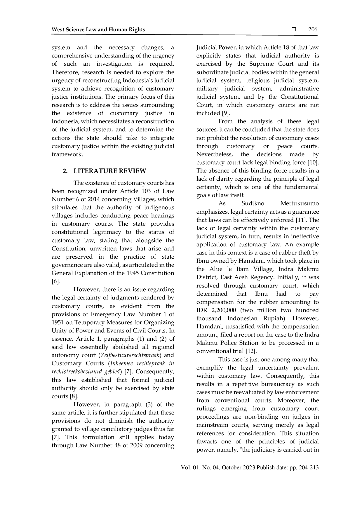 JURIS The Urgency of Reconstructing Indonesia s Justice System Towards Recognition of Customary Justice Institutions