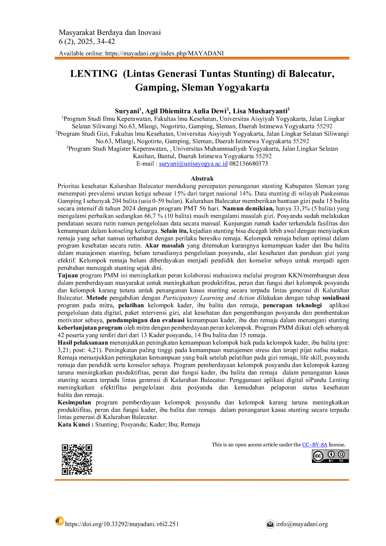 JURIS LENTING Lintas Generasi Tuntas Stunting di Balecatur Gamping Sleman Yogyakarta