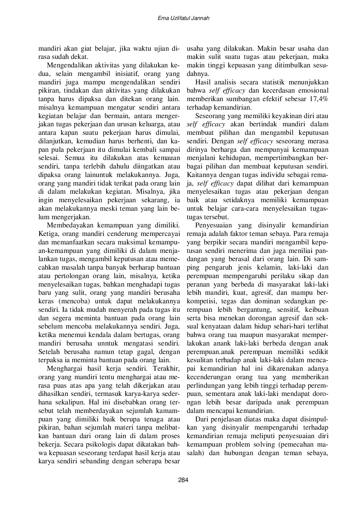 JURIS Hubungan Antara Self Efficacy Dan Kecerdasan Emosional Dengan Kemandirian Pada Remaja