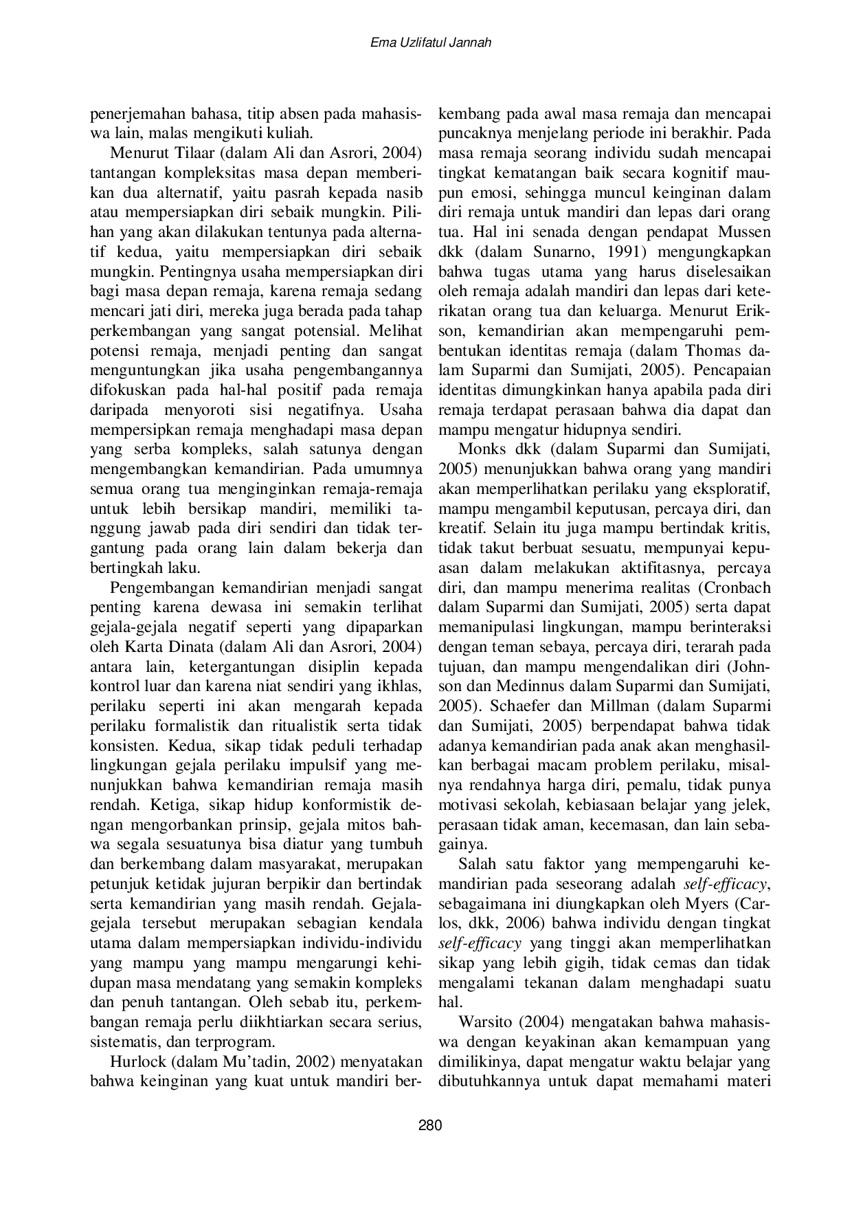 JURIS Hubungan Antara Self Efficacy Dan Kecerdasan Emosional Dengan Kemandirian Pada Remaja