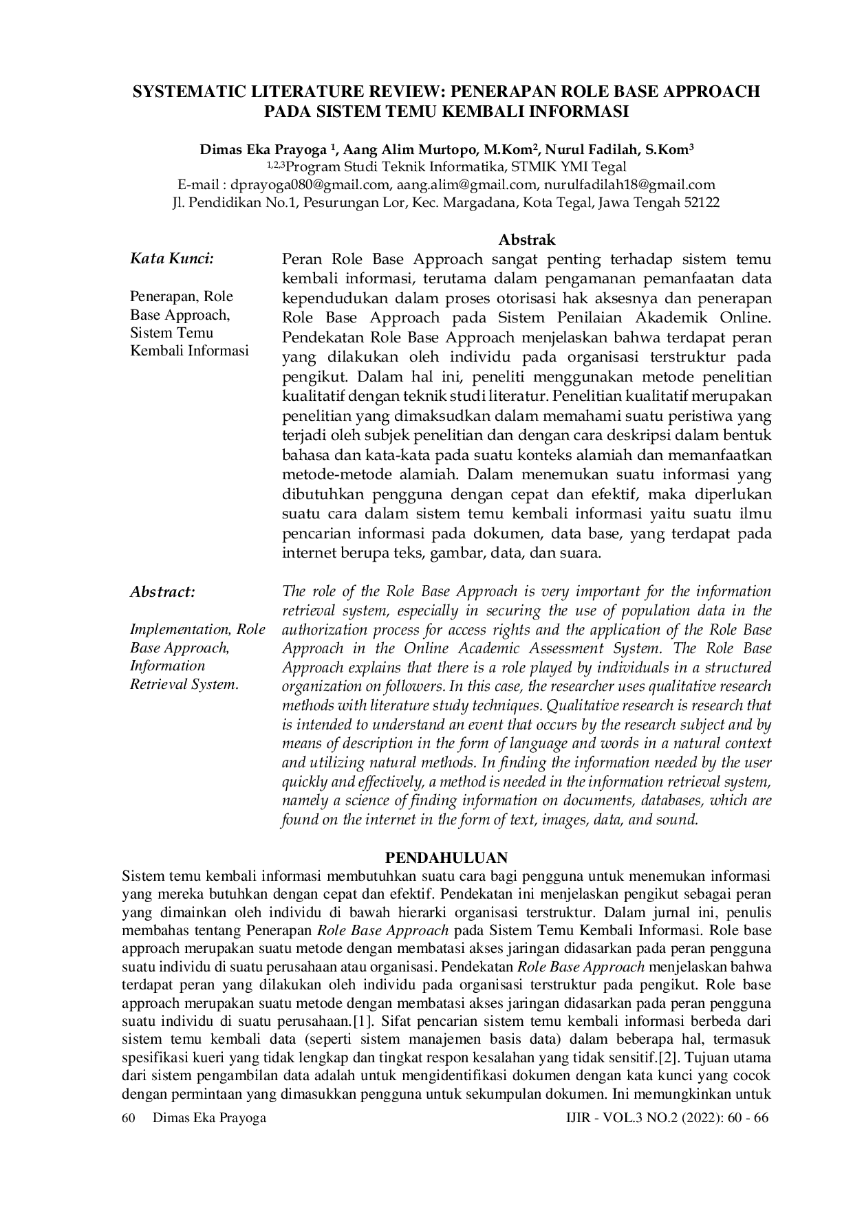 JURIS Systematic Literature Review Penerapan Role Base Approach pada Sistem Temu Kembali Informasi