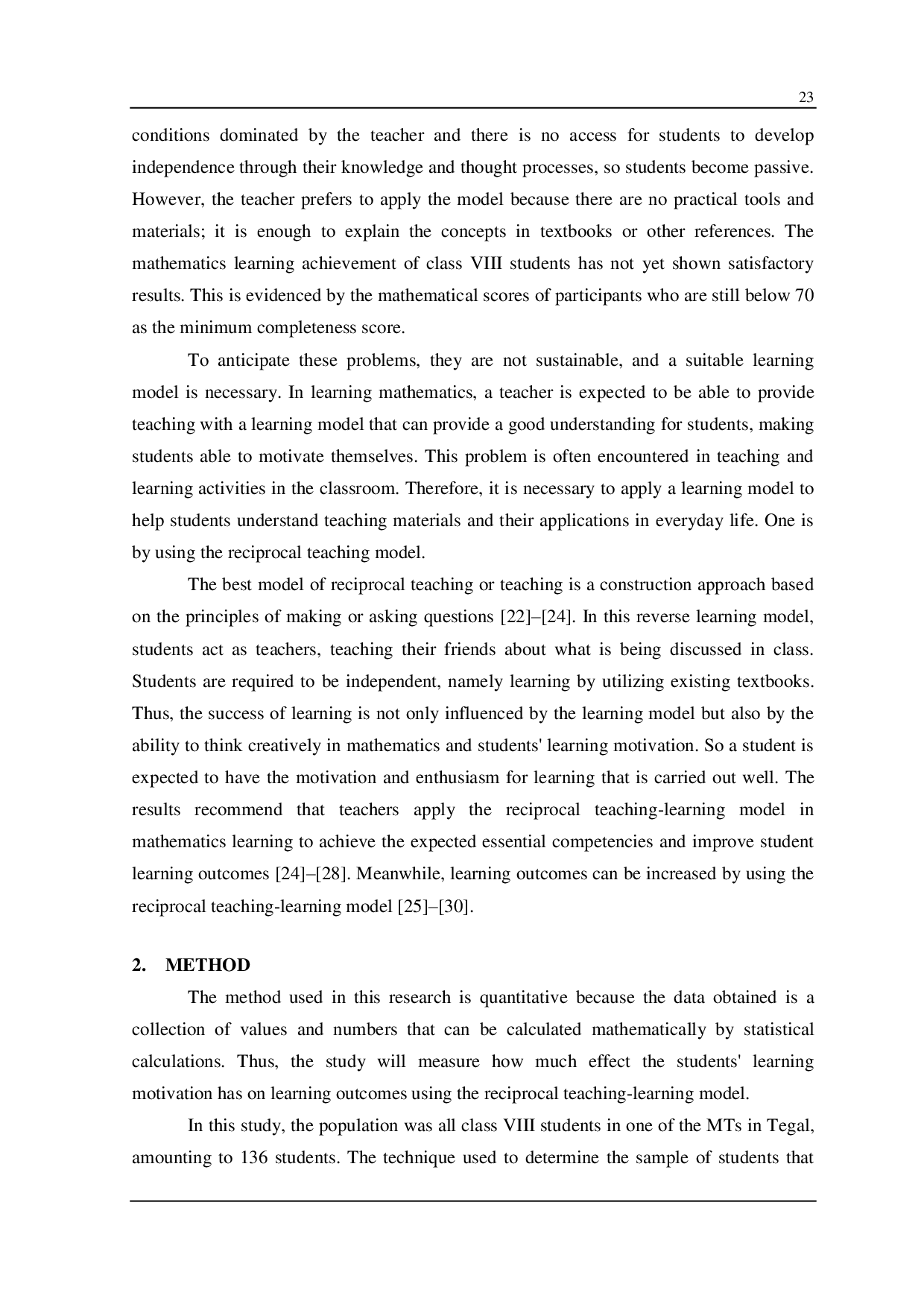 JURIS The Effectiveness Of Students Learning Motivation On Learning Outcomes Using The Reciprocal Teaching Learning Model