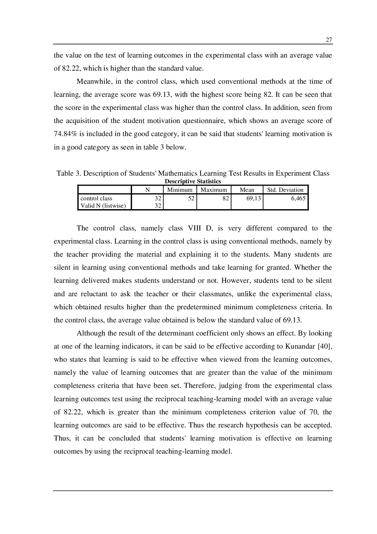 JURIS The Effectiveness Of Students Learning Motivation On Learning Outcomes Using The Reciprocal Teaching Learning Model
