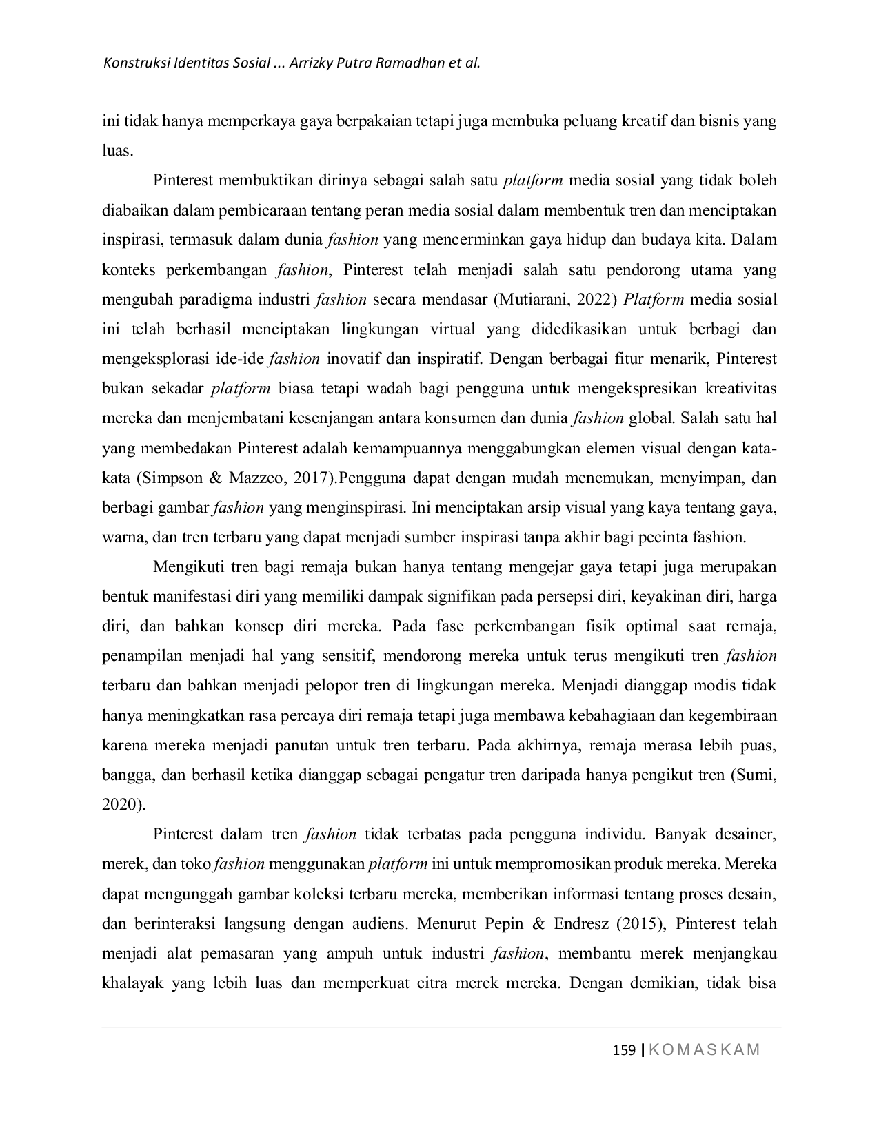 JURIS Konstruksi Identitas Sosial Fashion Remaja Studi Kualitatif Pada Pengguna Pinterest Di Jabodetabek