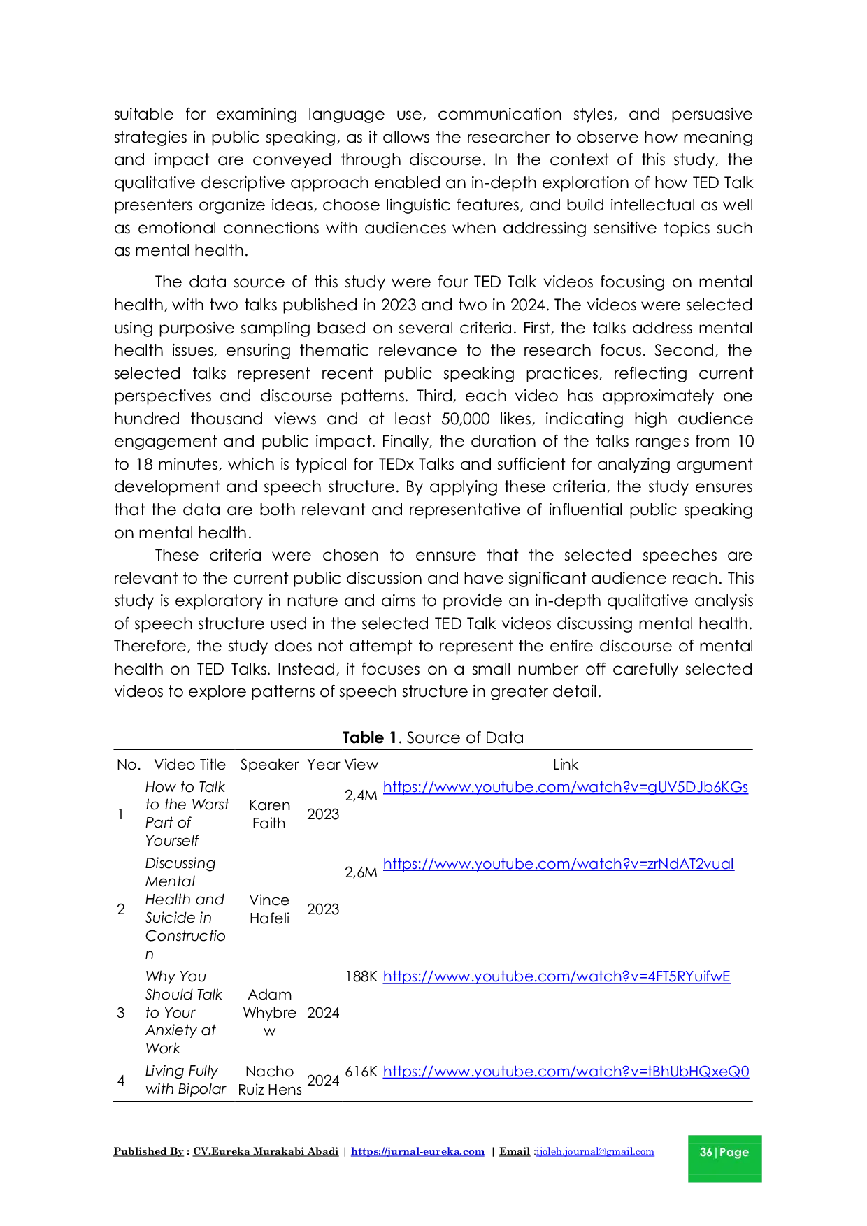 JURIS Structuring Mental Health Discourse A Genre Based Analysis of Ted Talks