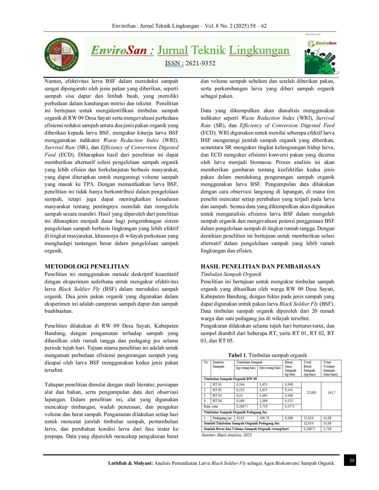 JURIS Analisis Pemanfaatan Larva Black Soldier Fly sebagai Agen Biokonversi Sampah Organik di Desa Sayati