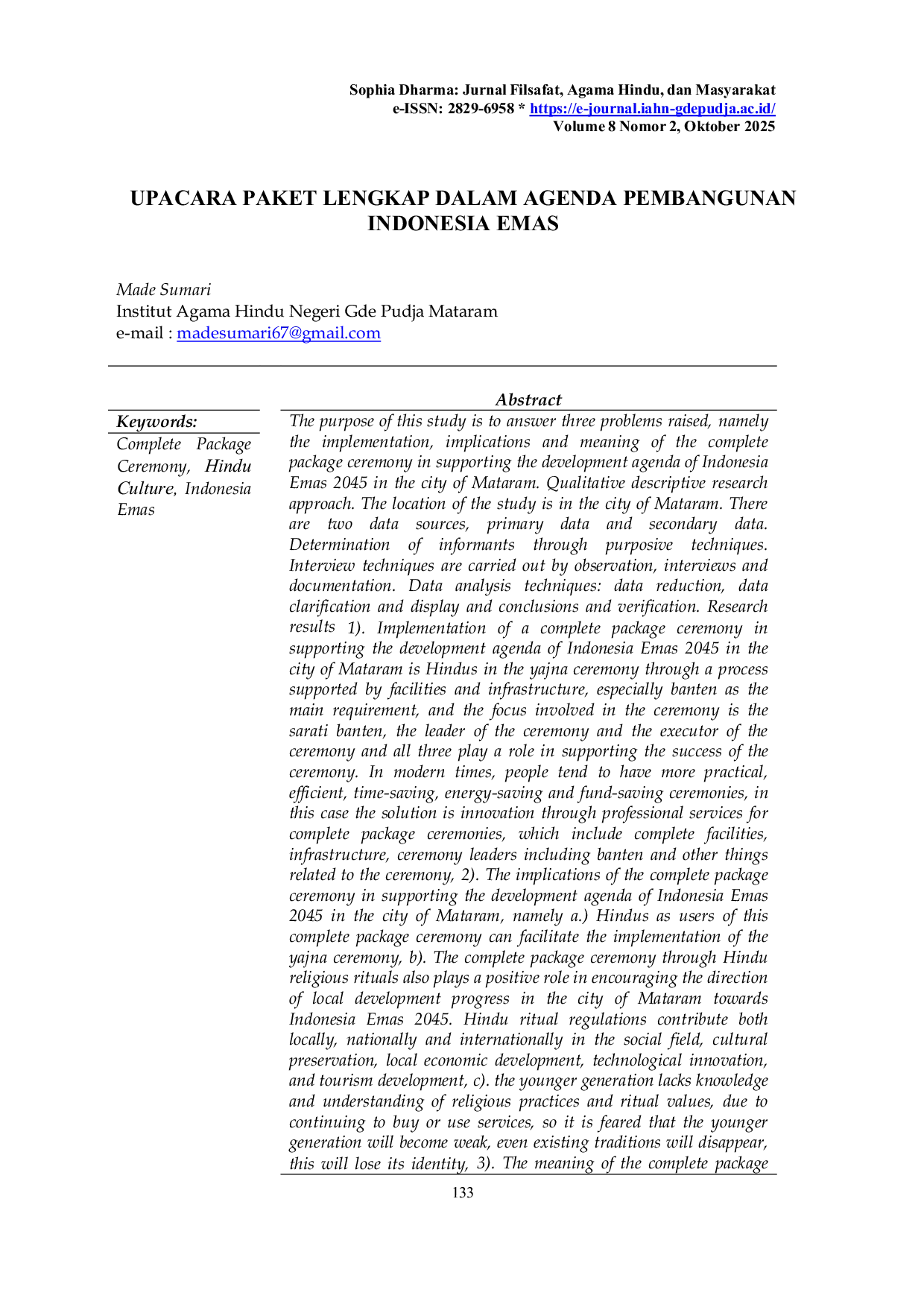 JURIS Upacara Paket Lengkap dalam Agenda Pembangunan Indonesia Emas