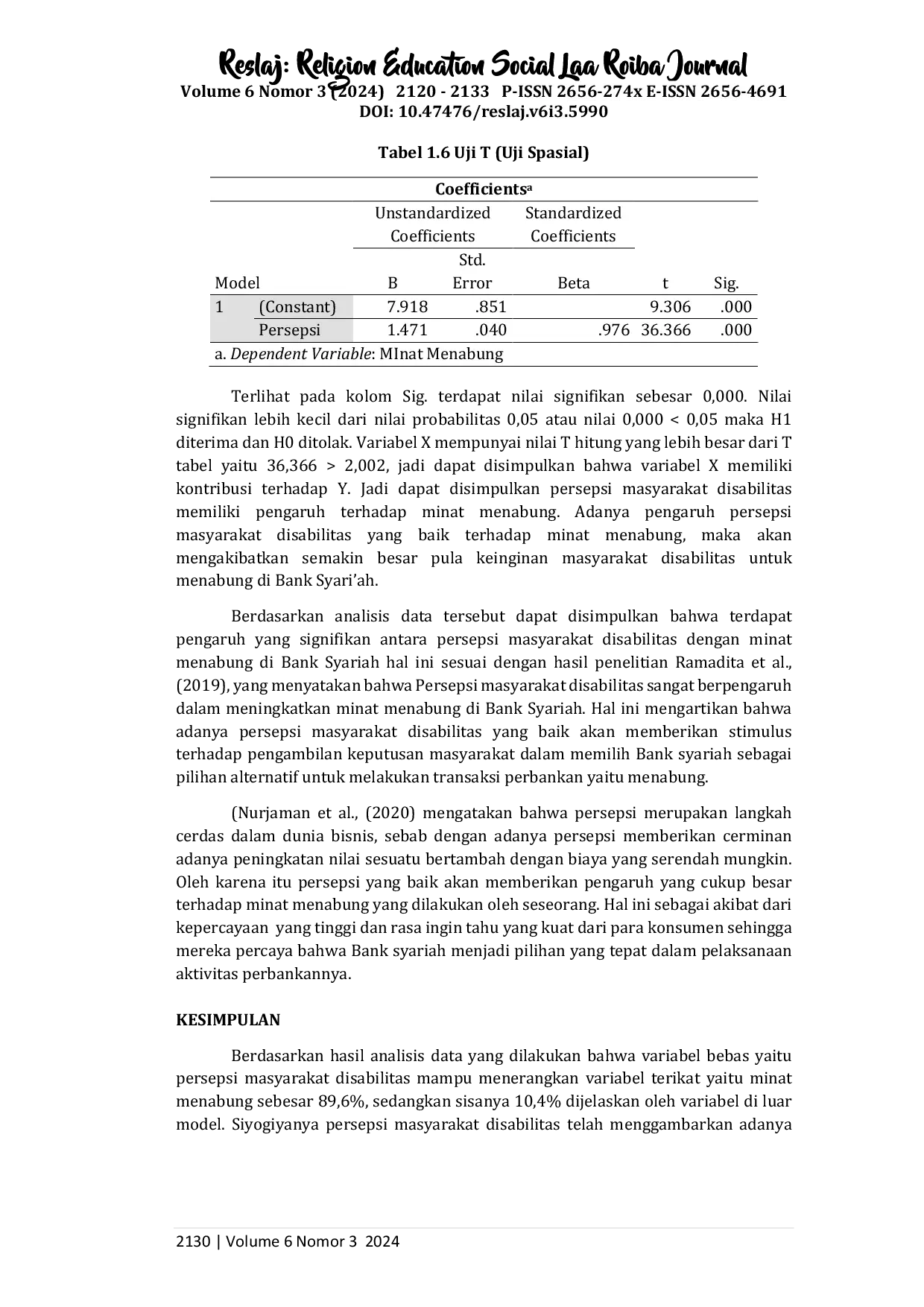 JURIS Pengaruh Persepsi Masyarakat Disabilitas terhadap Minat Menabung di Bank Syari ah Studi Kasus Masyarakat Disabilitas Pada Organisasi PPDI Cabang Kota Tebing Tinggi