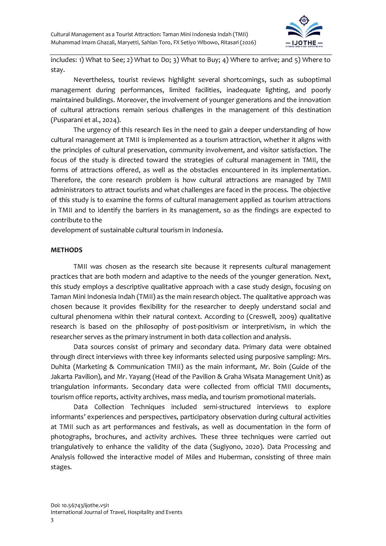 JURIS Cultural Management as a Tourist Attraction in Indonesia Beautiful Miniature Park TMII