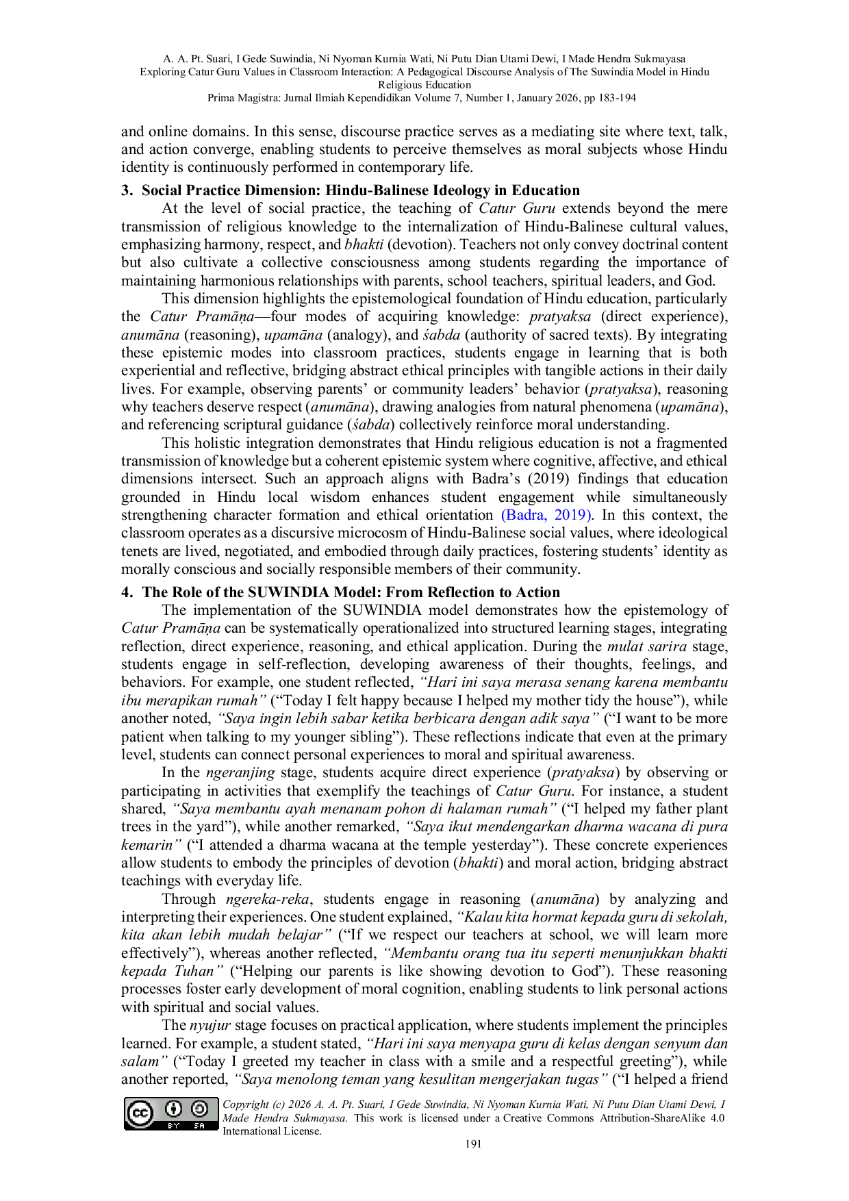 JURIS Exploring Catur Guru Values in Classroom Interaction A Pedagogical Discourse Analysis of the Suwindia Model in Hindu Religious Education