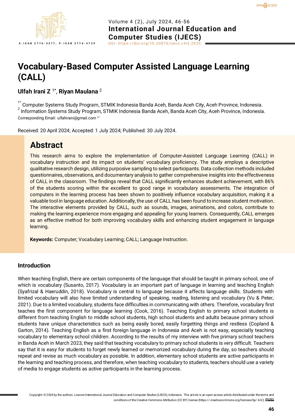 JURIS Vocabulary Based Computer Assisted Language Learning CALL