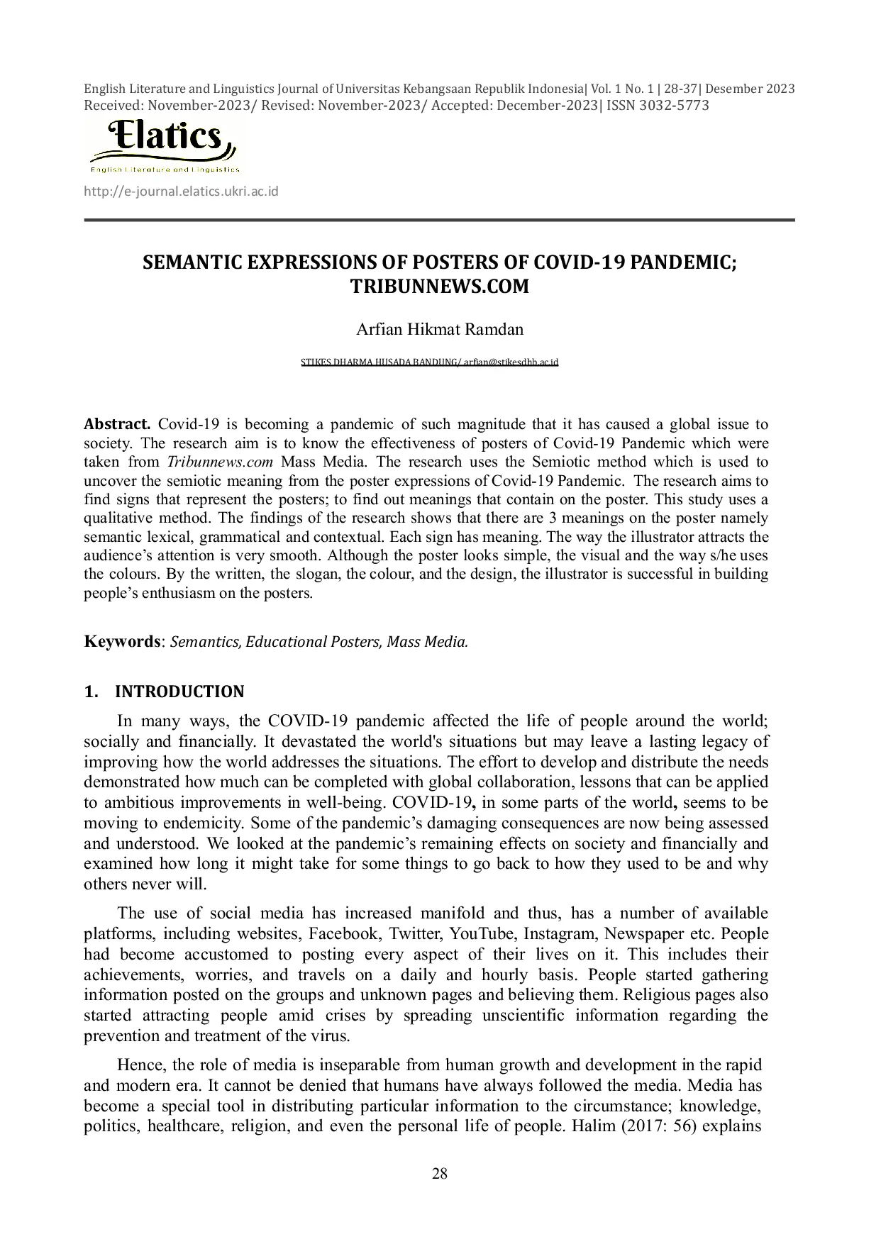 JURIS Semantic Expressions of Posters of Covid 19 Pandemic Tribunnews