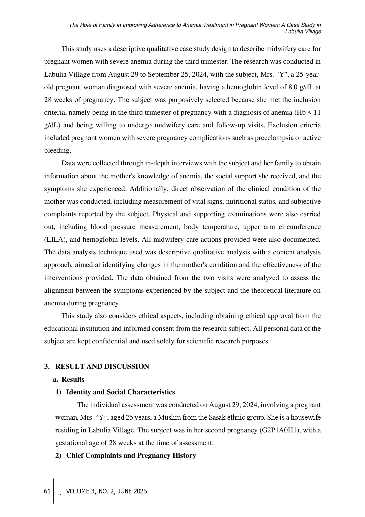 juris The Role of Family in Improving Adherence to Anemia Treatment in Pregnant Women A Case Study in Labulia Village
