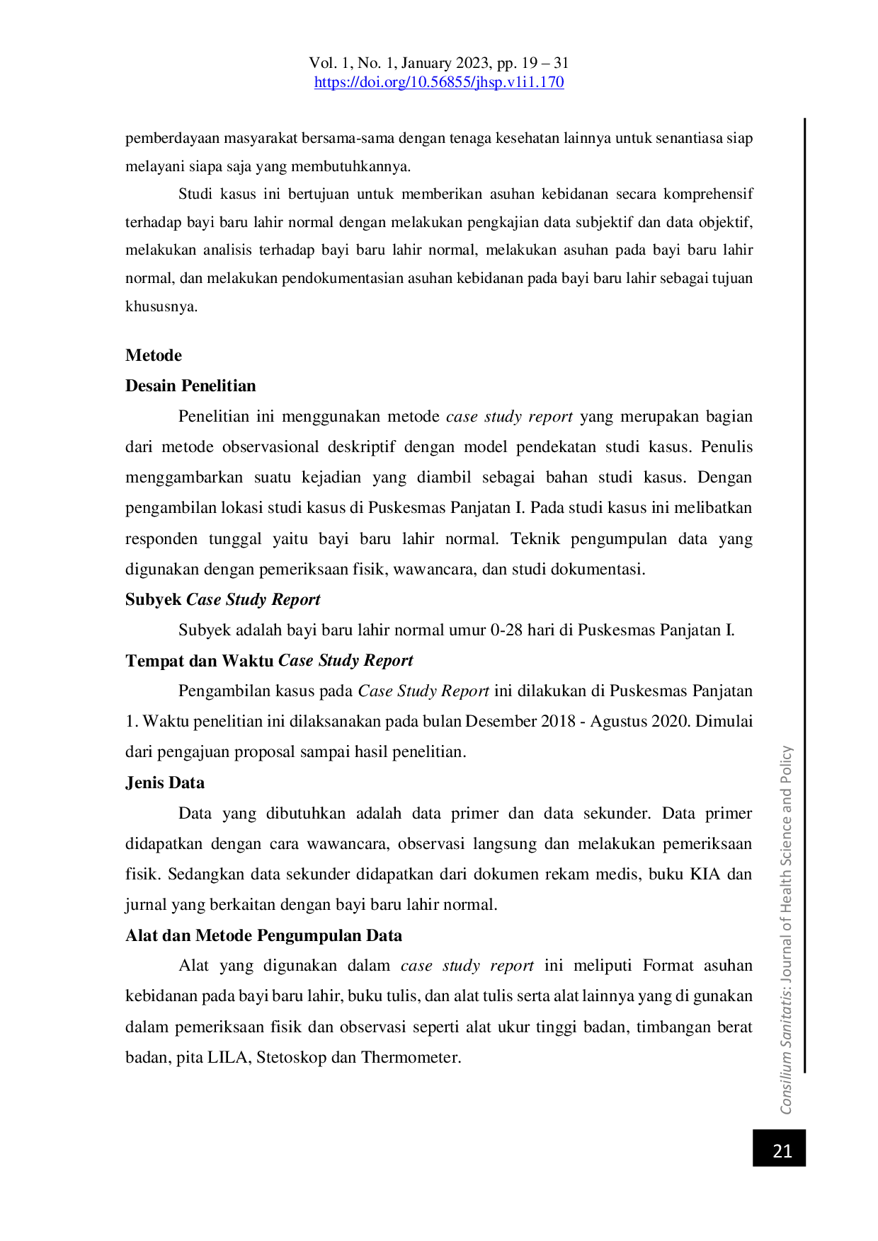 JURIS Asuhan Kebidanan Pada Bayi Baru Lahir Normal Di Puskesmas Panjatan I