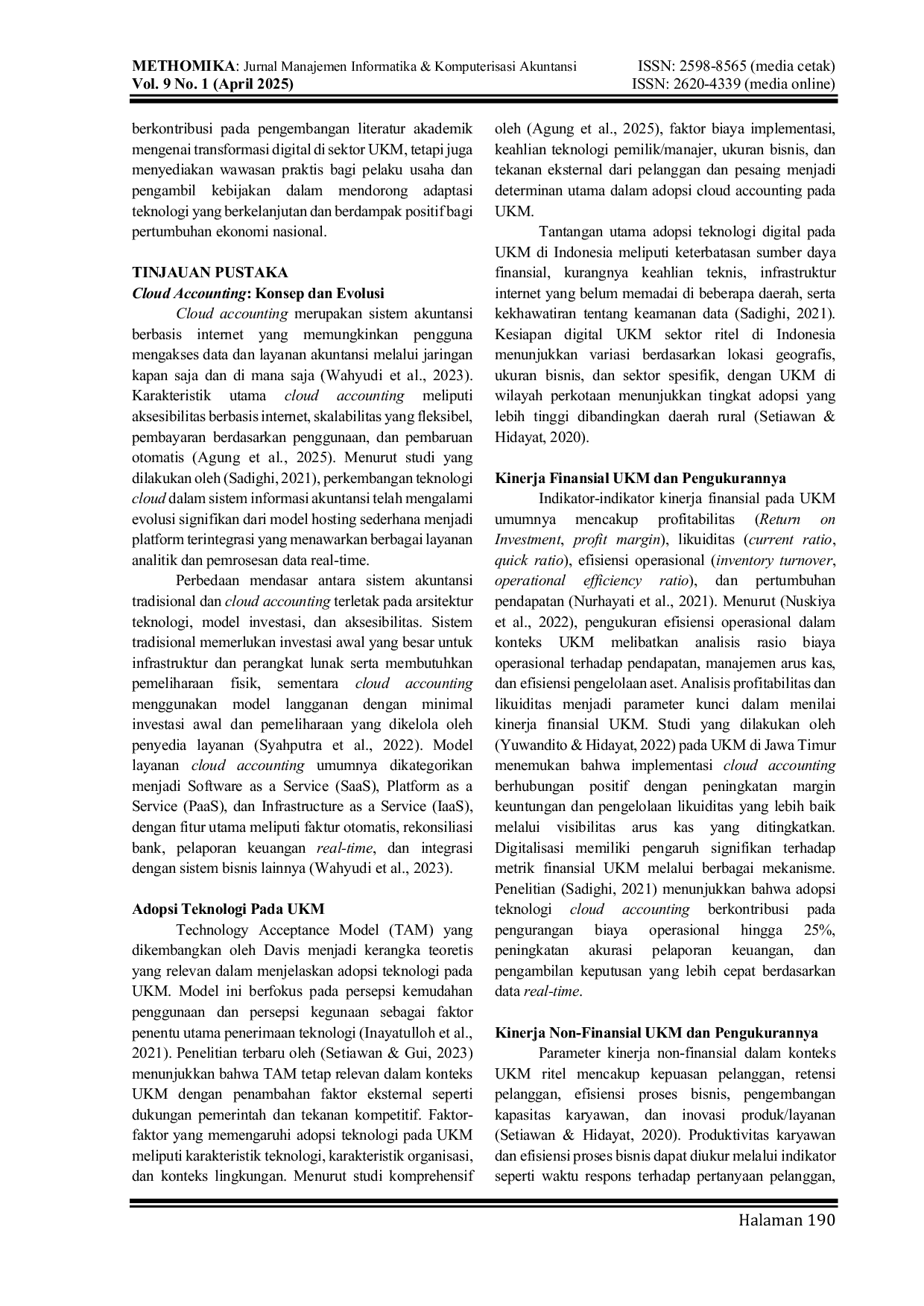 JURIS Pengaruh Adopsi Cloud Accounting Terhadap Kinerja UKM