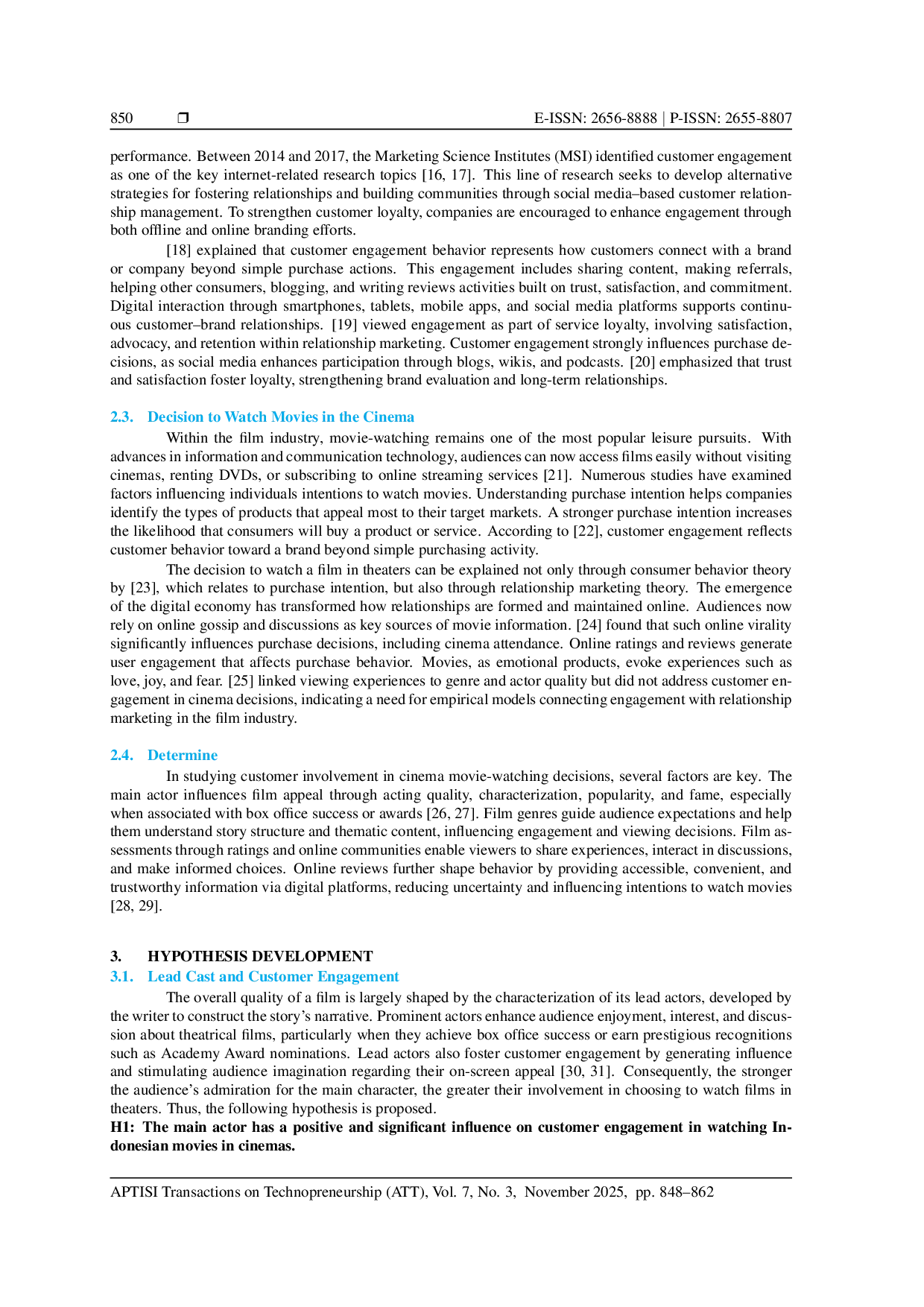 JURIS Entrepreneurial Perspective on Customer Decisions to Watch Indonesian Movies