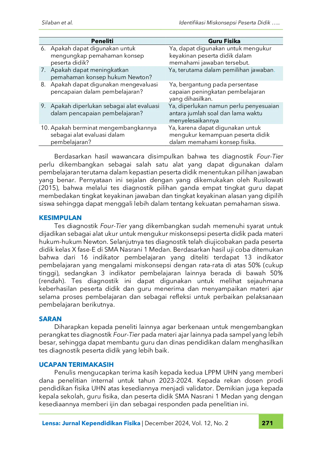 JURIS Identifikasi Miskonsepsi Peserta Didik SMA Melalui Tes Diagnostik Four Tier pada Hukum Newton