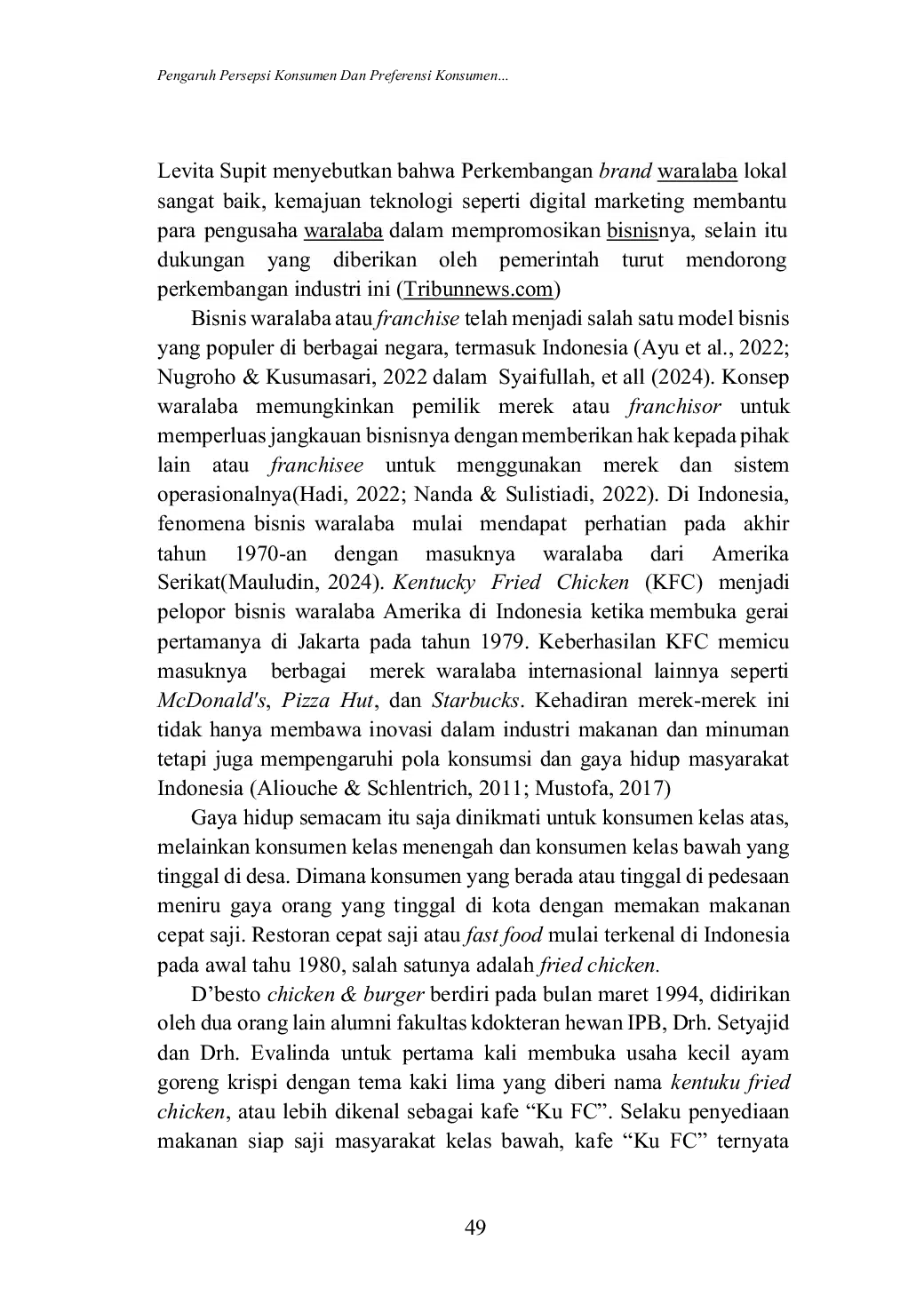 JURIS Pengaruh Persepsi Konsumen Dan Preferensi Konsumen Terhadap Keputusan Pembelian Ayam Goreng Pada Gerai Waralaba D Besto Pariaman