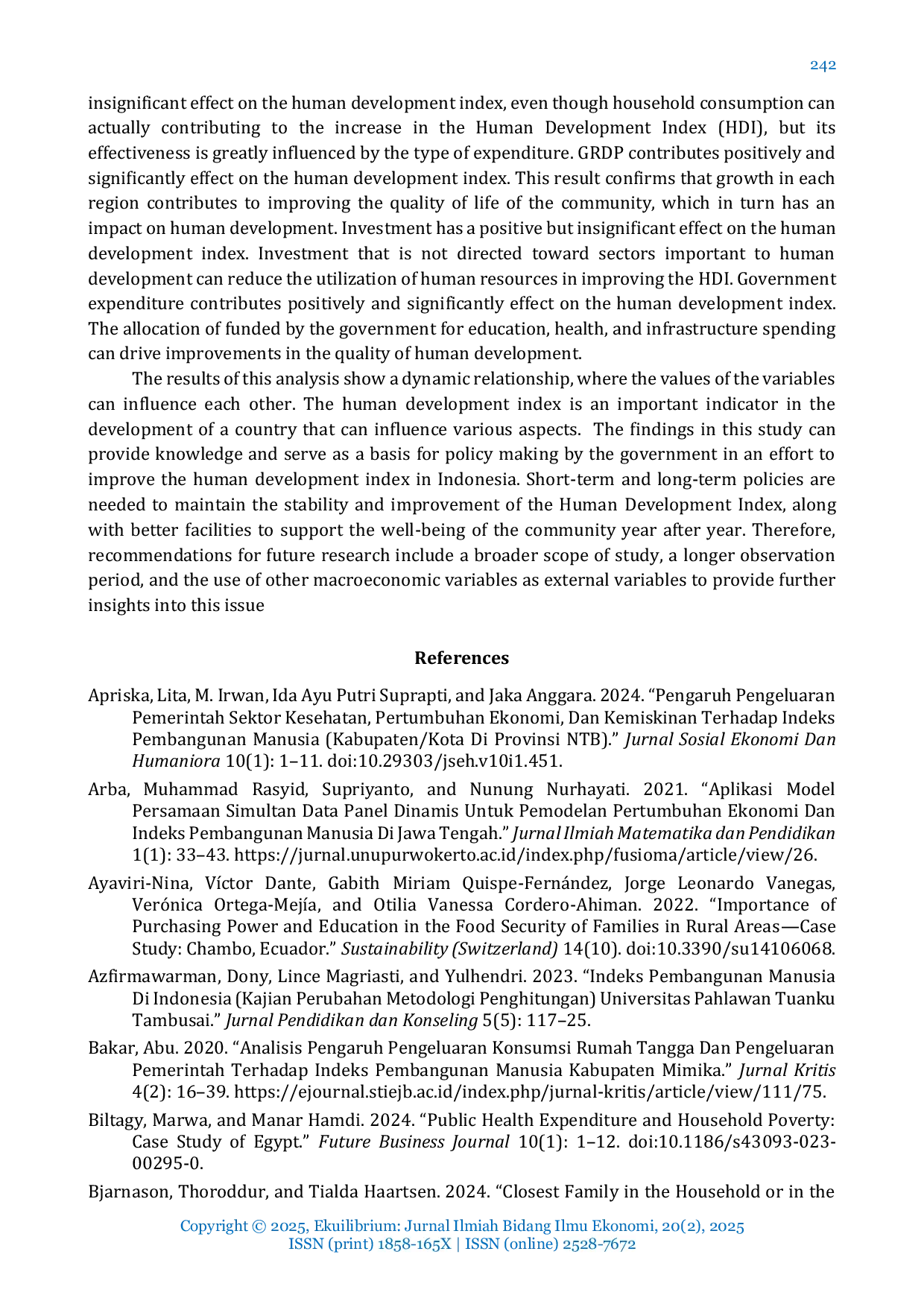 JURIS Dynamic Panel Data Analysis of the Human Development Index in Indonesia