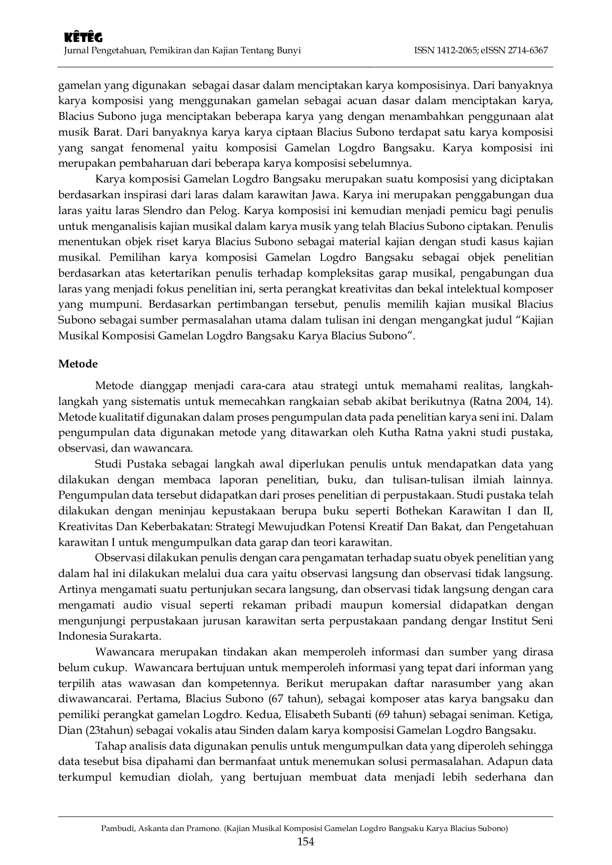 JURIS Kajian Musikal Komposisi Gamelan Logdro Bangsaku Karya Blacius Subono