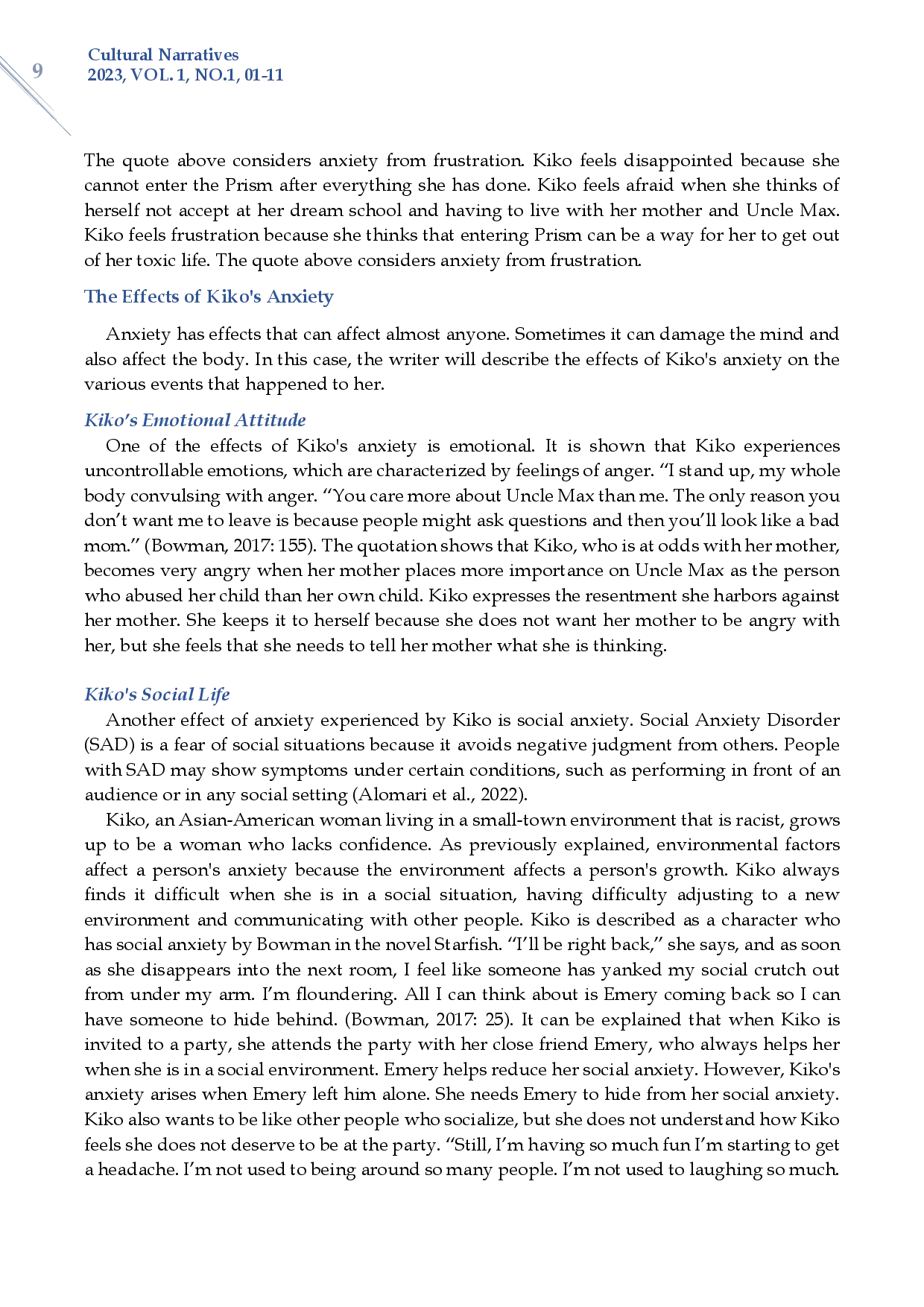 juris Kiko s Anxiety In Akemi Dawn Bowman s Starfish