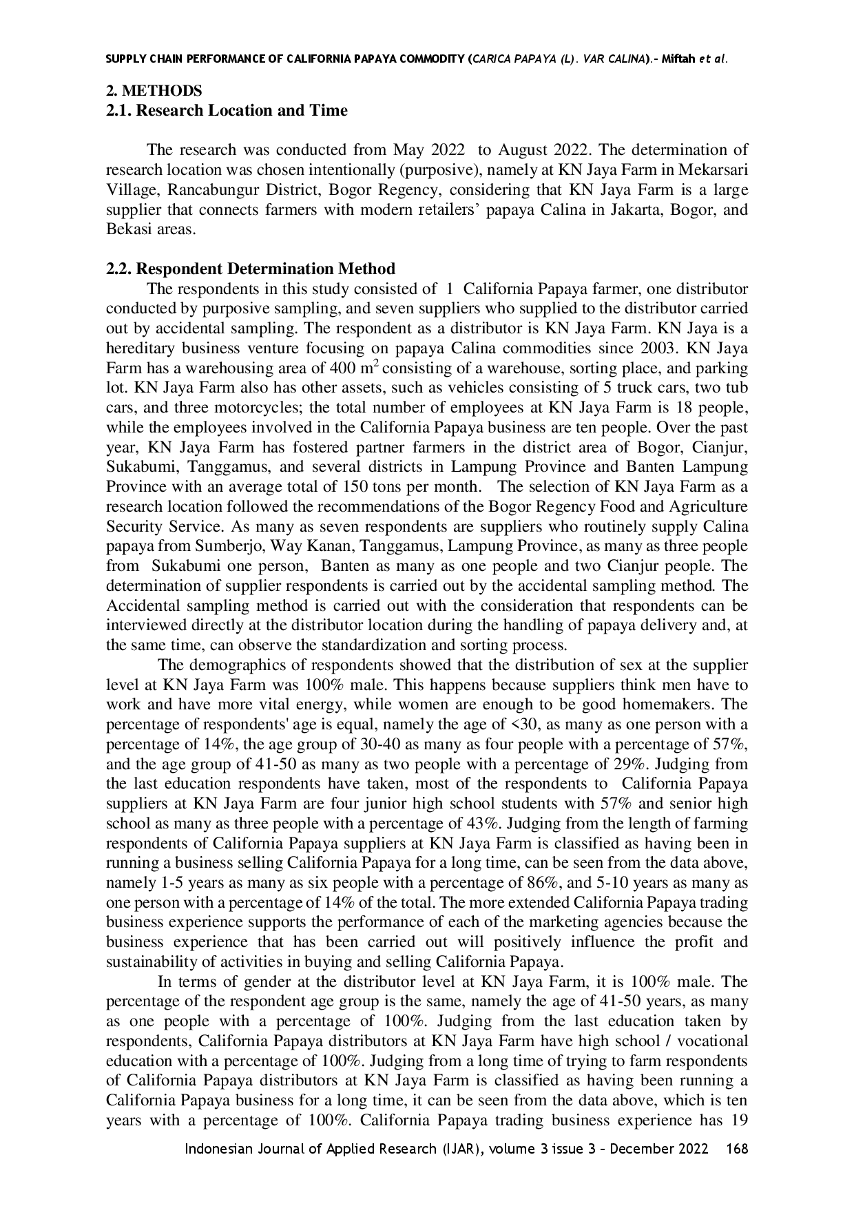 juris Supply Chain Performance of California Papaya Commodity Carica Papaya L Var Calina