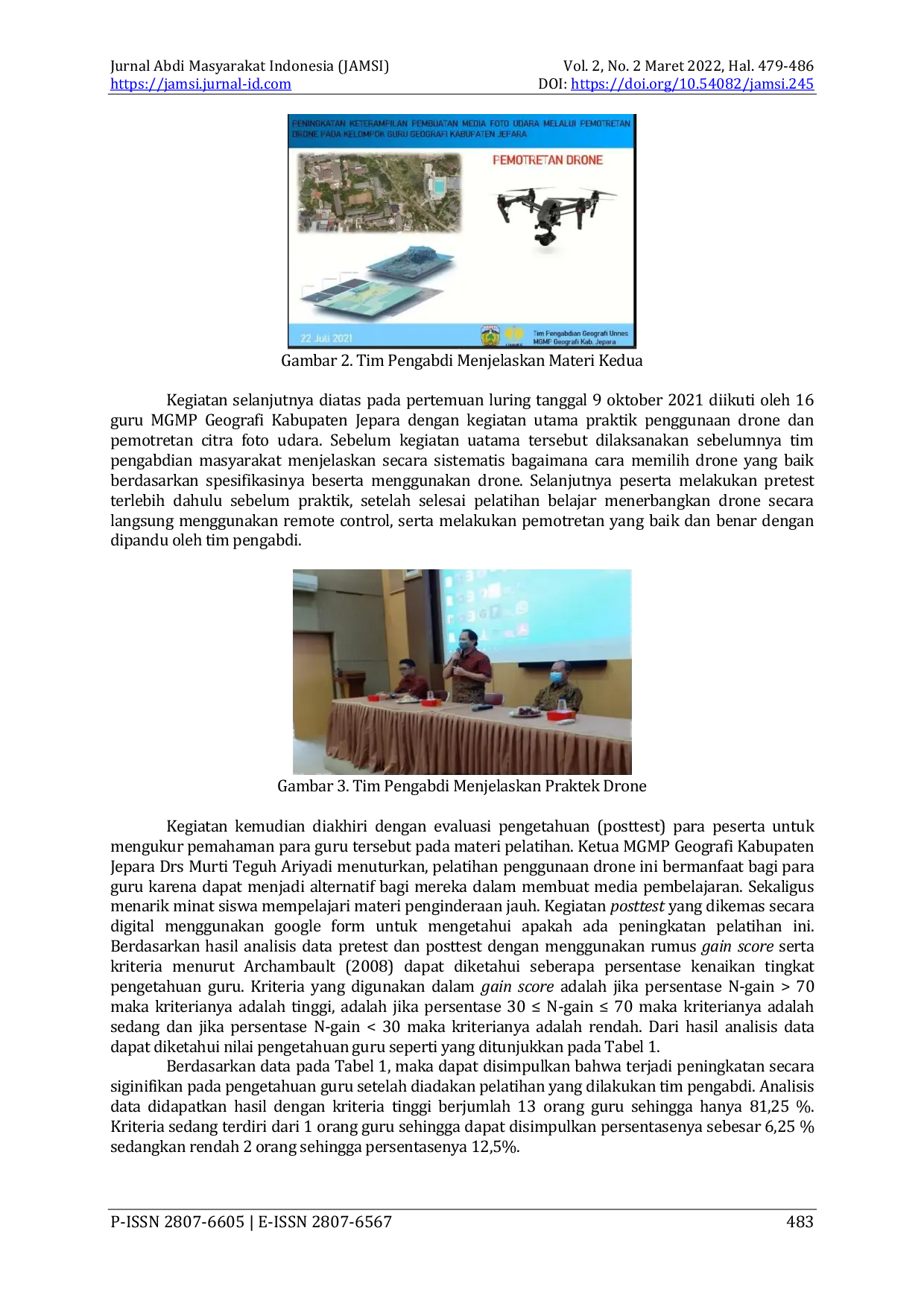 JURIS Peningkatan Keterampilan Pembuatan Media Foto Udara Melalui Pemotretan Drone pada Kelompok Guru Geografi Kabupaten Jepara