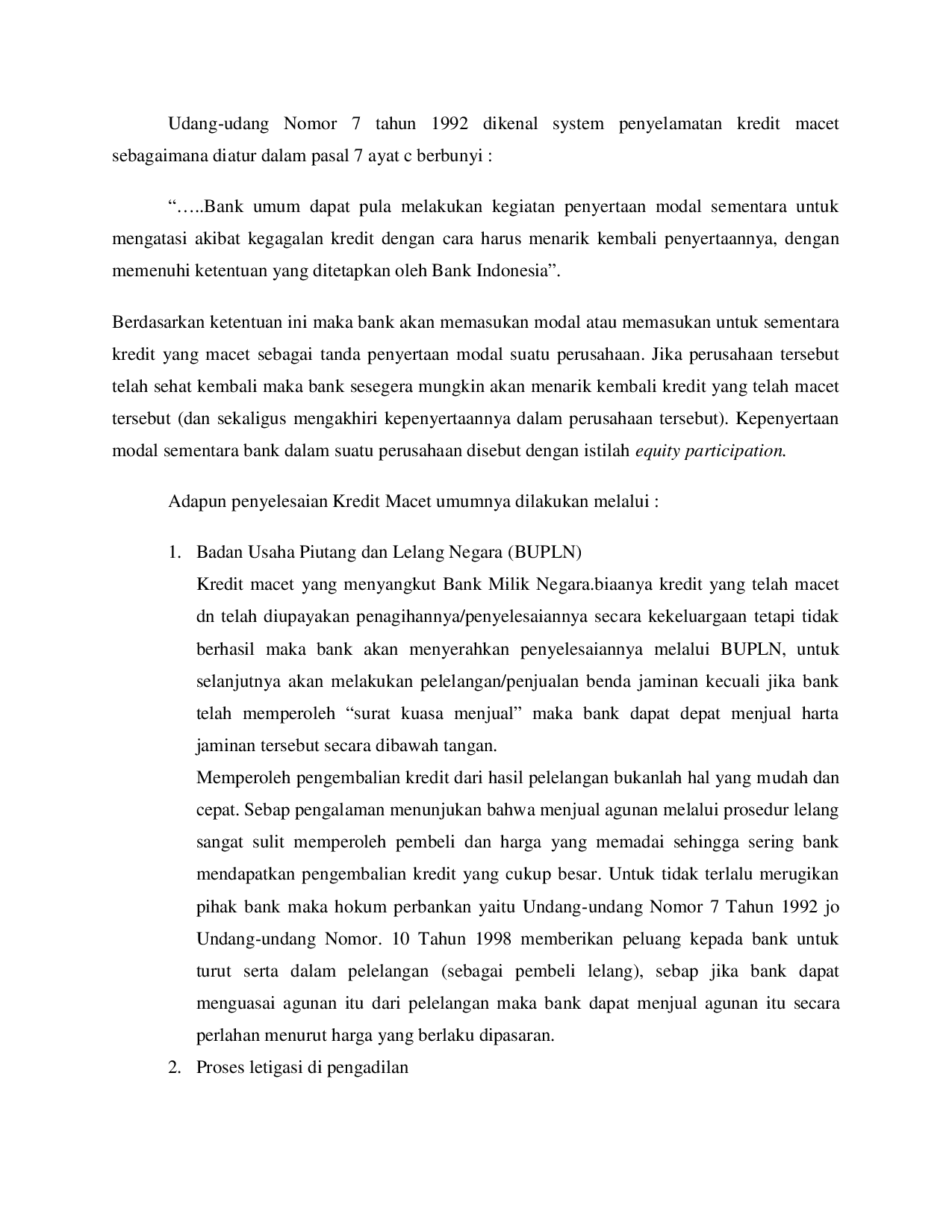 juris Upaya Penyelesaian Kredit Macet